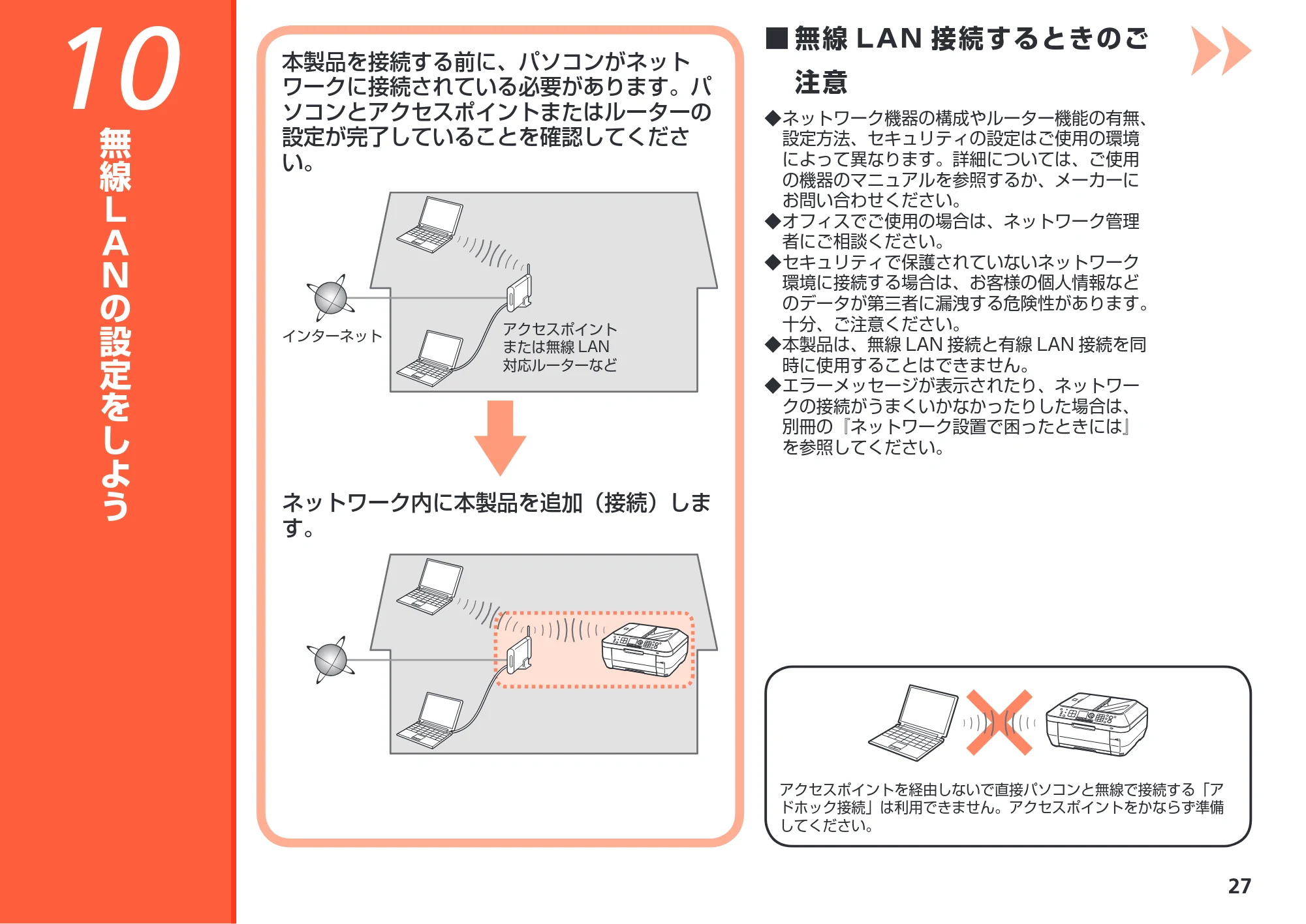 キヤノン PIXUS MX870 かんたんスタートガイド (PDF形式/8.5Mバイト) — 10 無線LANの設定をしよう — 原本ページ — 29ページ
