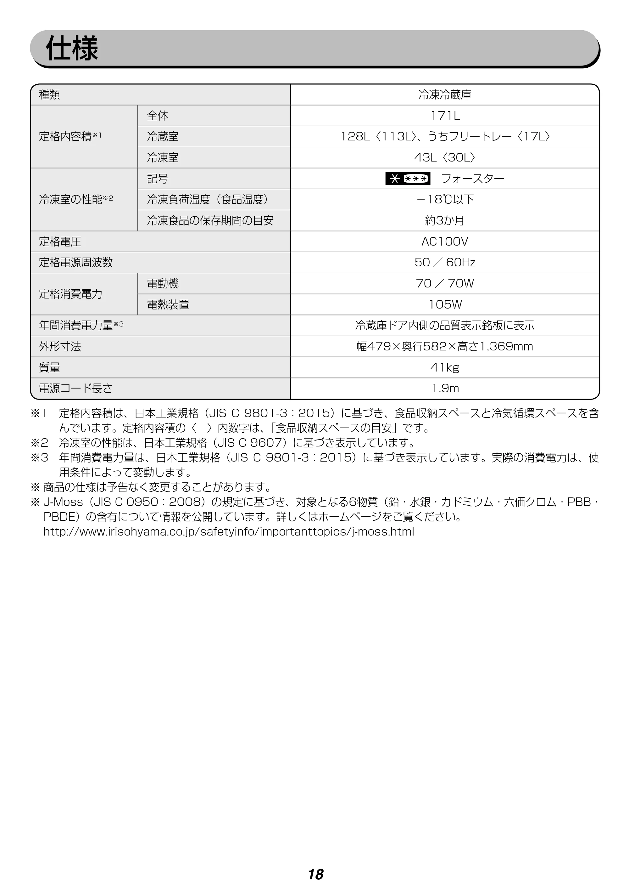 アイリスオーヤマ IRSN-17A-WE 取扱説明書 — 原本ページ — 18ページ