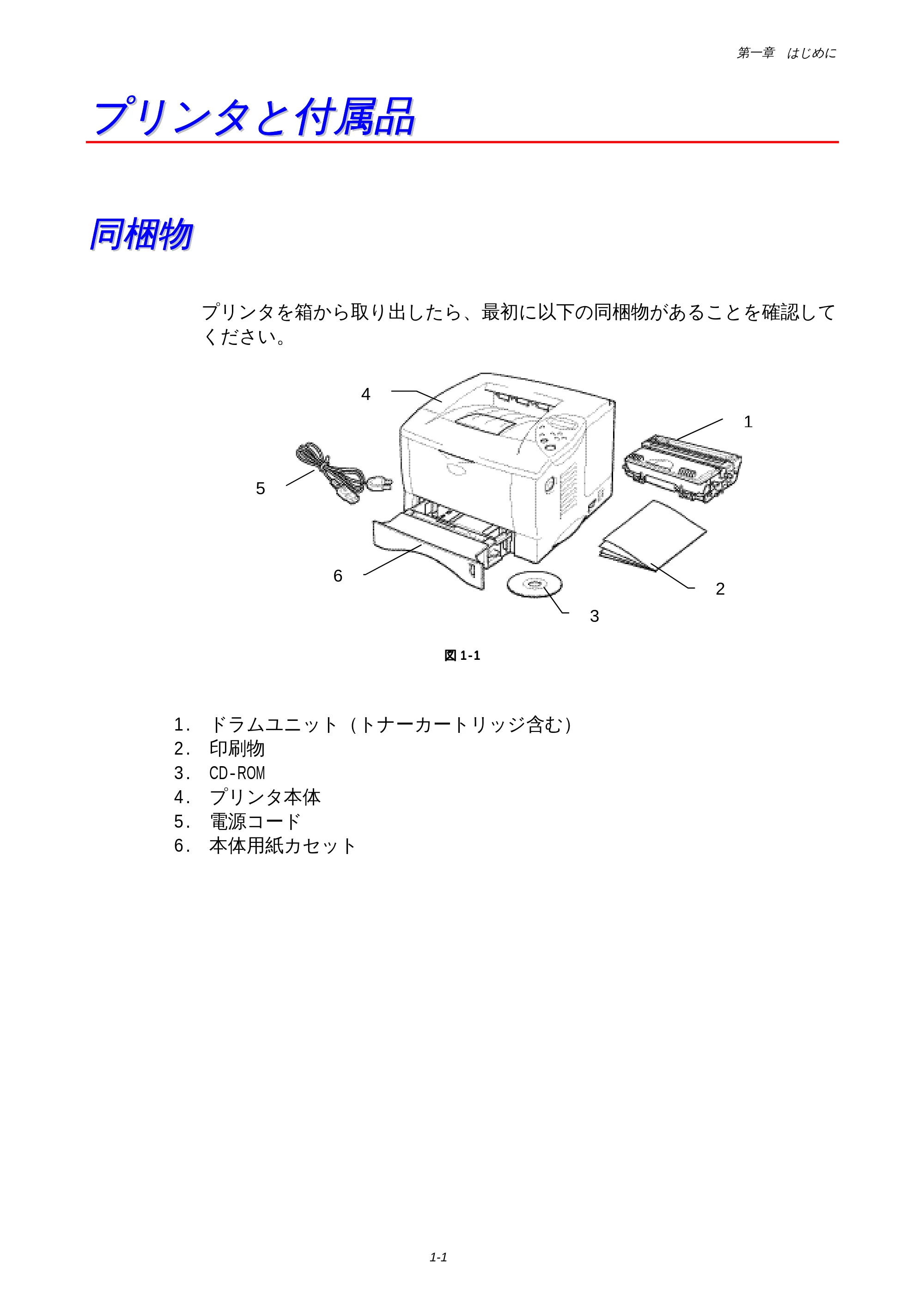 ブラザー HL-1650 / HL-1670N 取扱説明書(本体) — プリンタと付属品 — 原本ページ — 5ページ