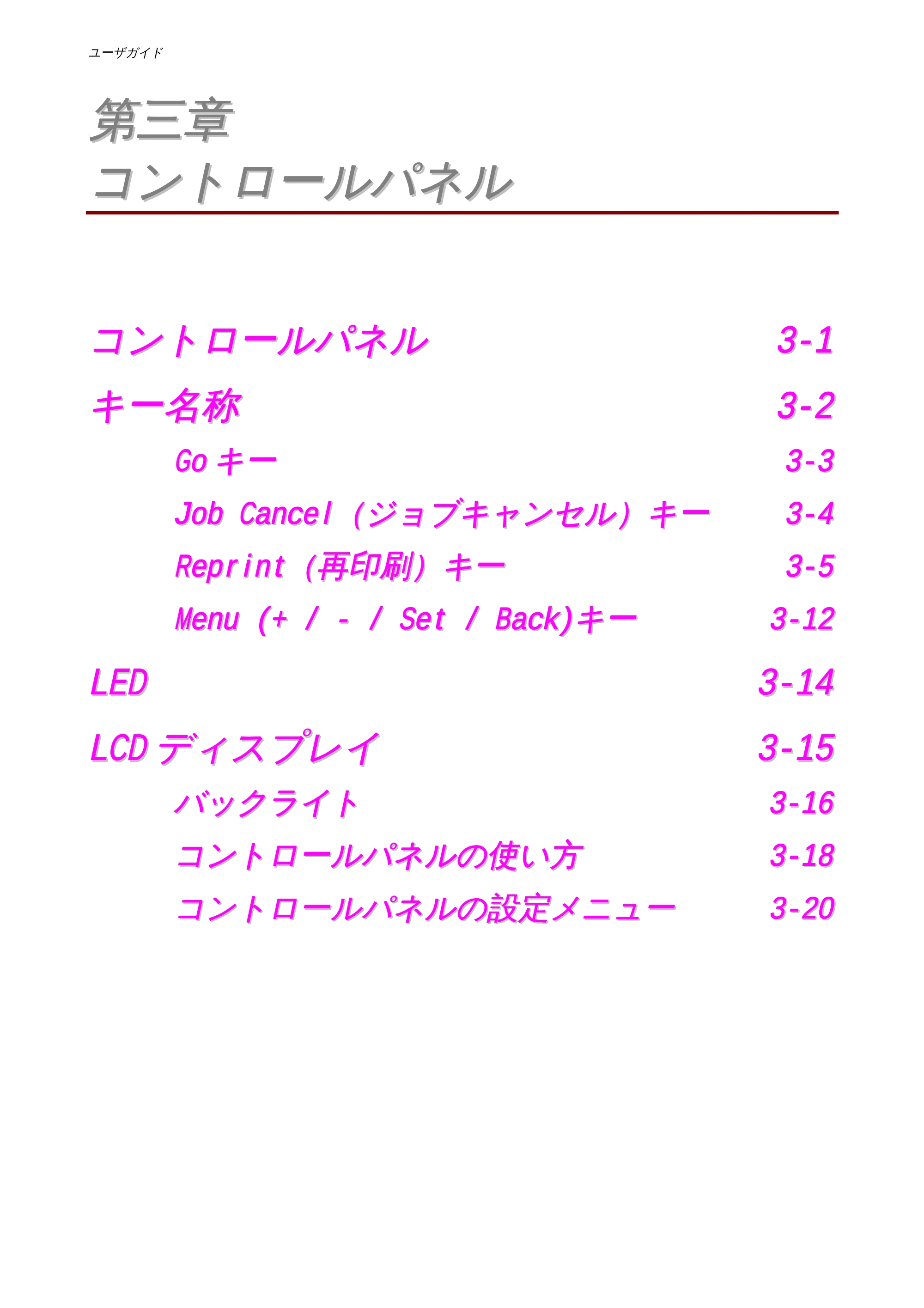 ブラザー HL-1650 / HL-1670N 取扱説明書(本体) — 第三章 コントロールパネル — 原本ページ — 68ページ