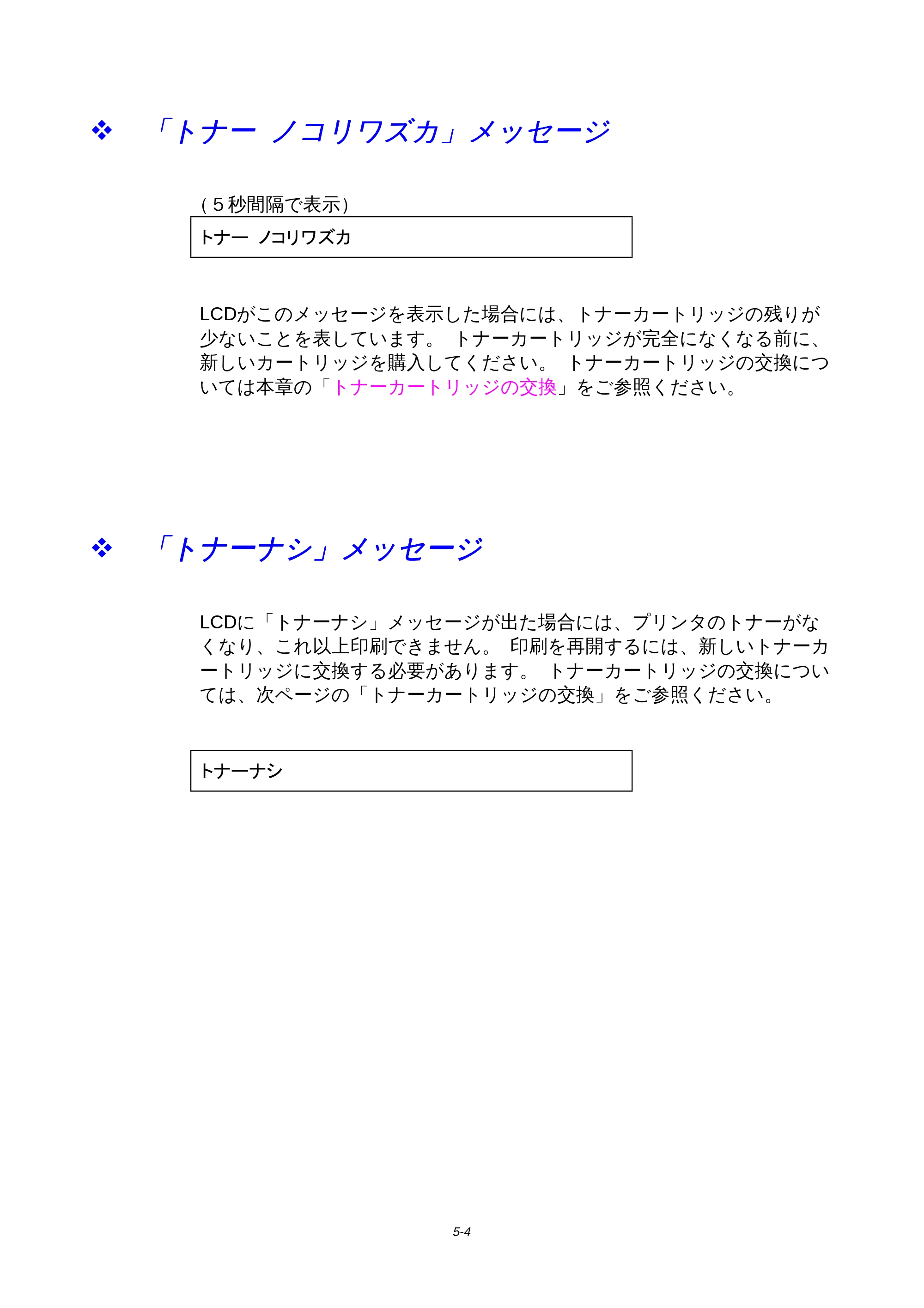 ブラザー HL-1650 / HL-1670N 取扱説明書(本体) — 「トナー ノコリワズカ」メッセージ — 原本ページ — 124ページ