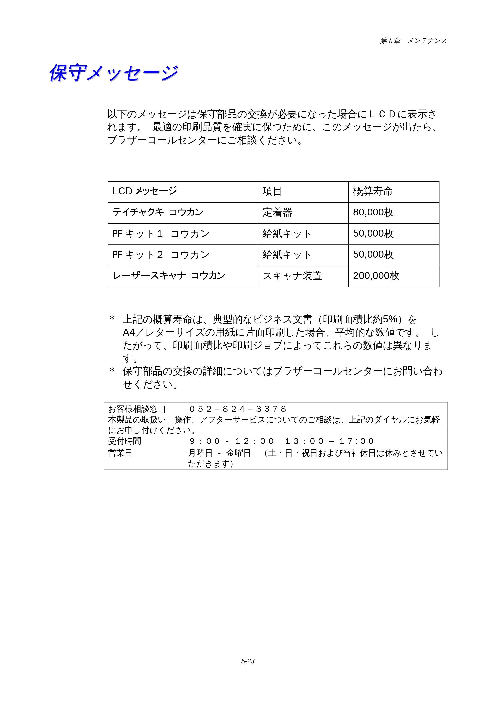 ブラザー HL-1650 / HL-1670N 取扱説明書(本体) — 保守メッセージ — 原本ページ — 143ページ