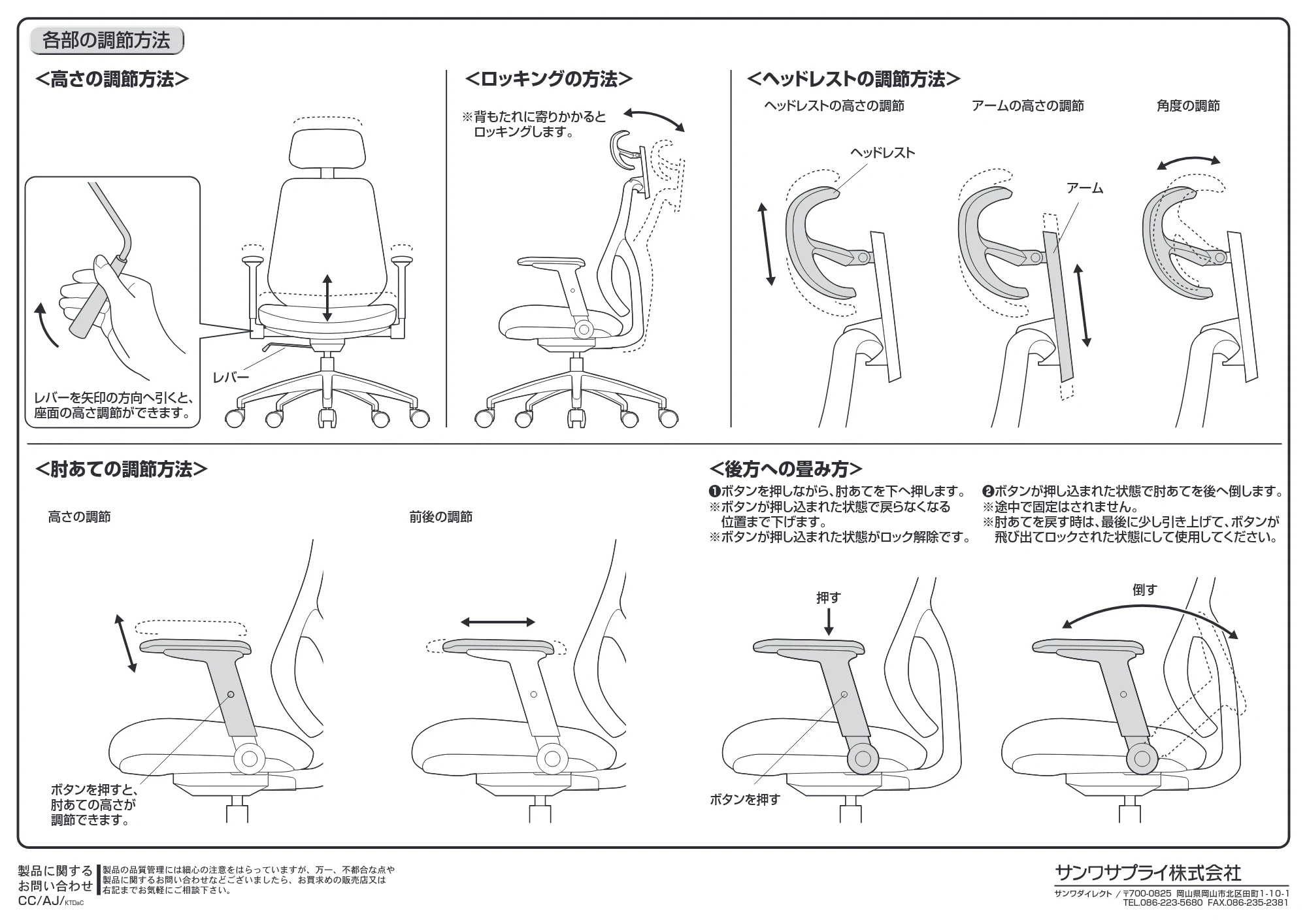 サンワサプライ 151-SNCM032BK2 / 151-SNCM032GY2 組立説明書 — <後方への畳み方> — 図版 5-1 — 5ページ