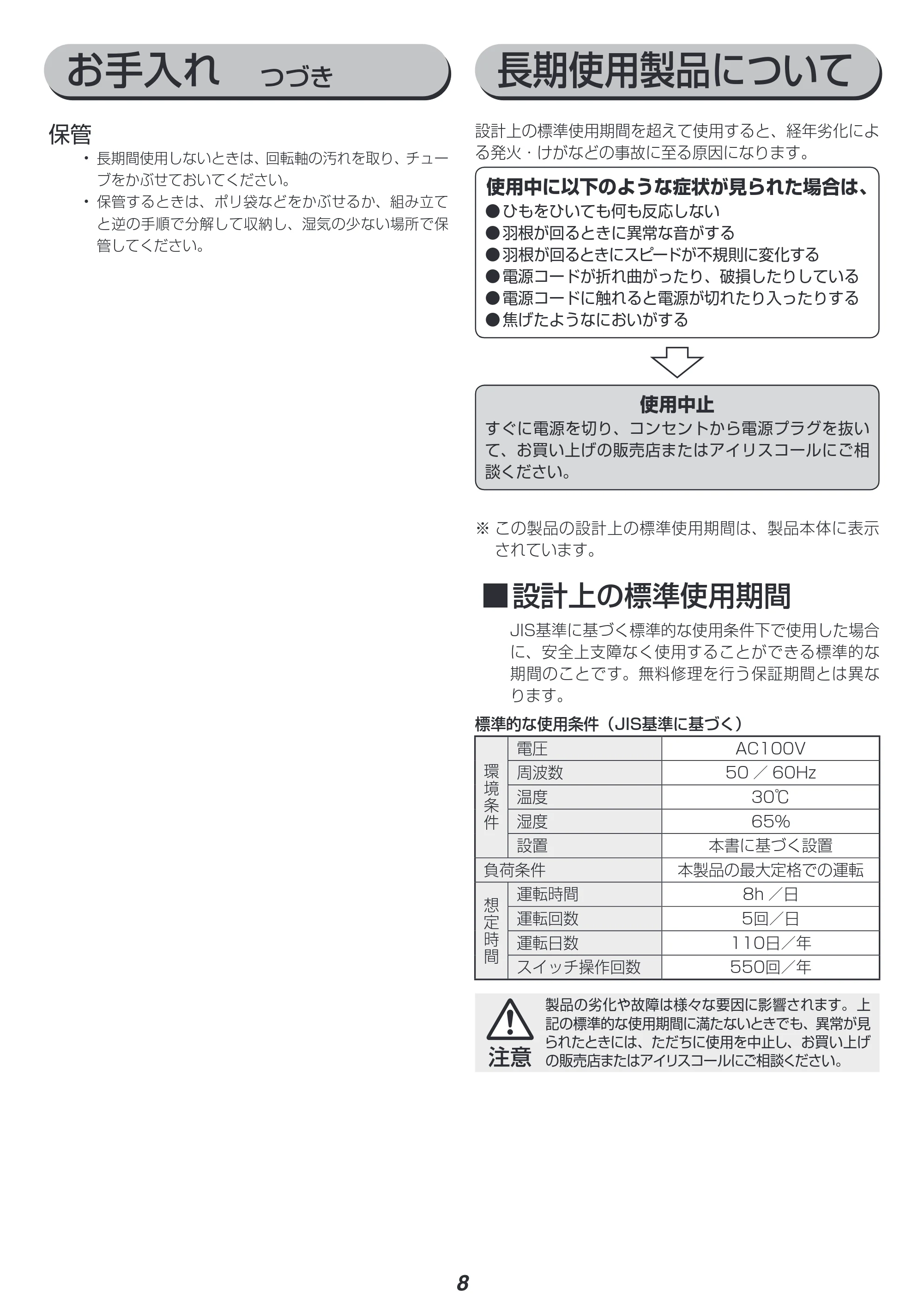 アイリスオーヤマ WFM-306 取扱説明書 — 原本ページ — 8ページ