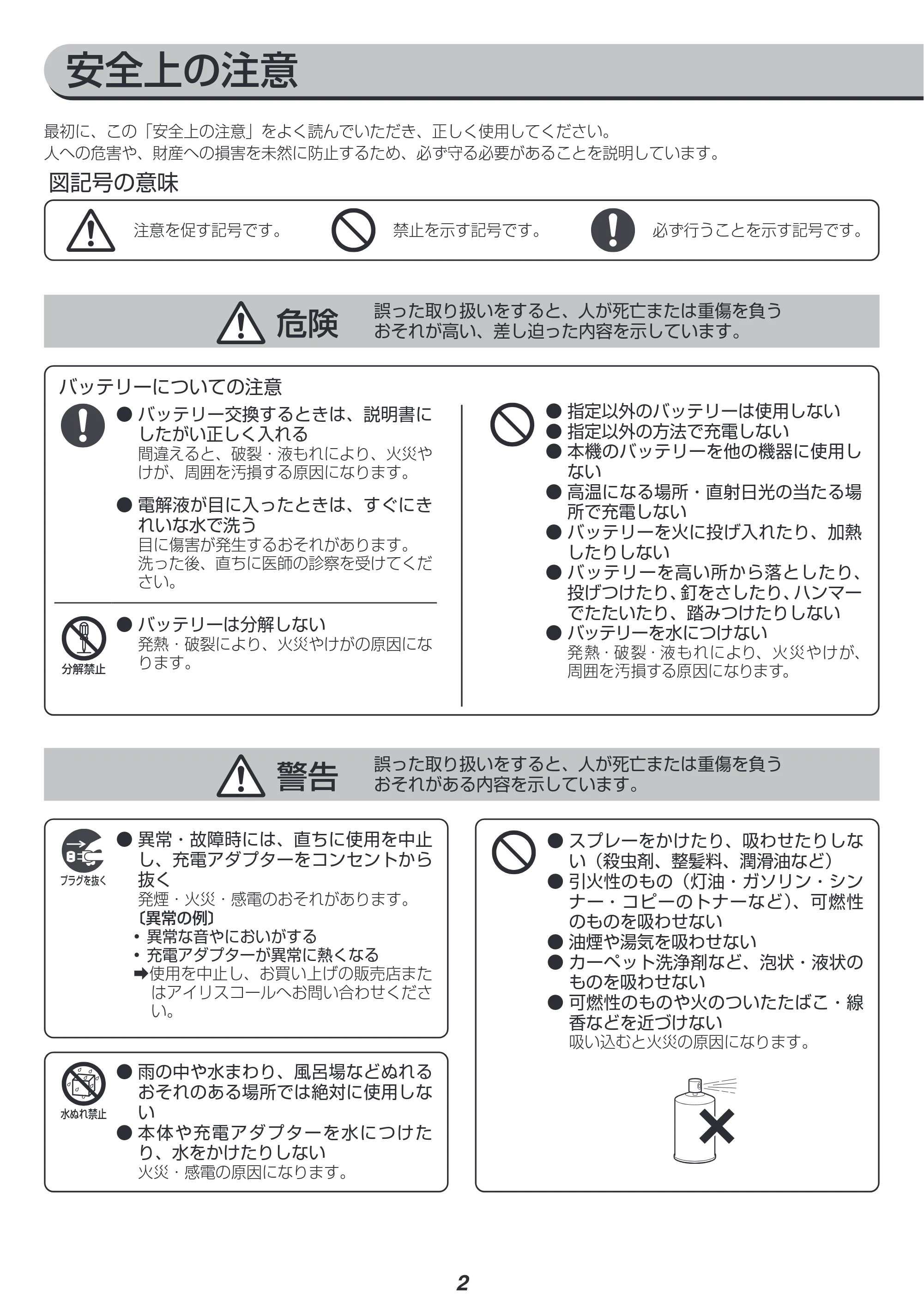 アイリスオーヤマ SBD-G2 取扱説明書 — 原本ページ — 2ページ