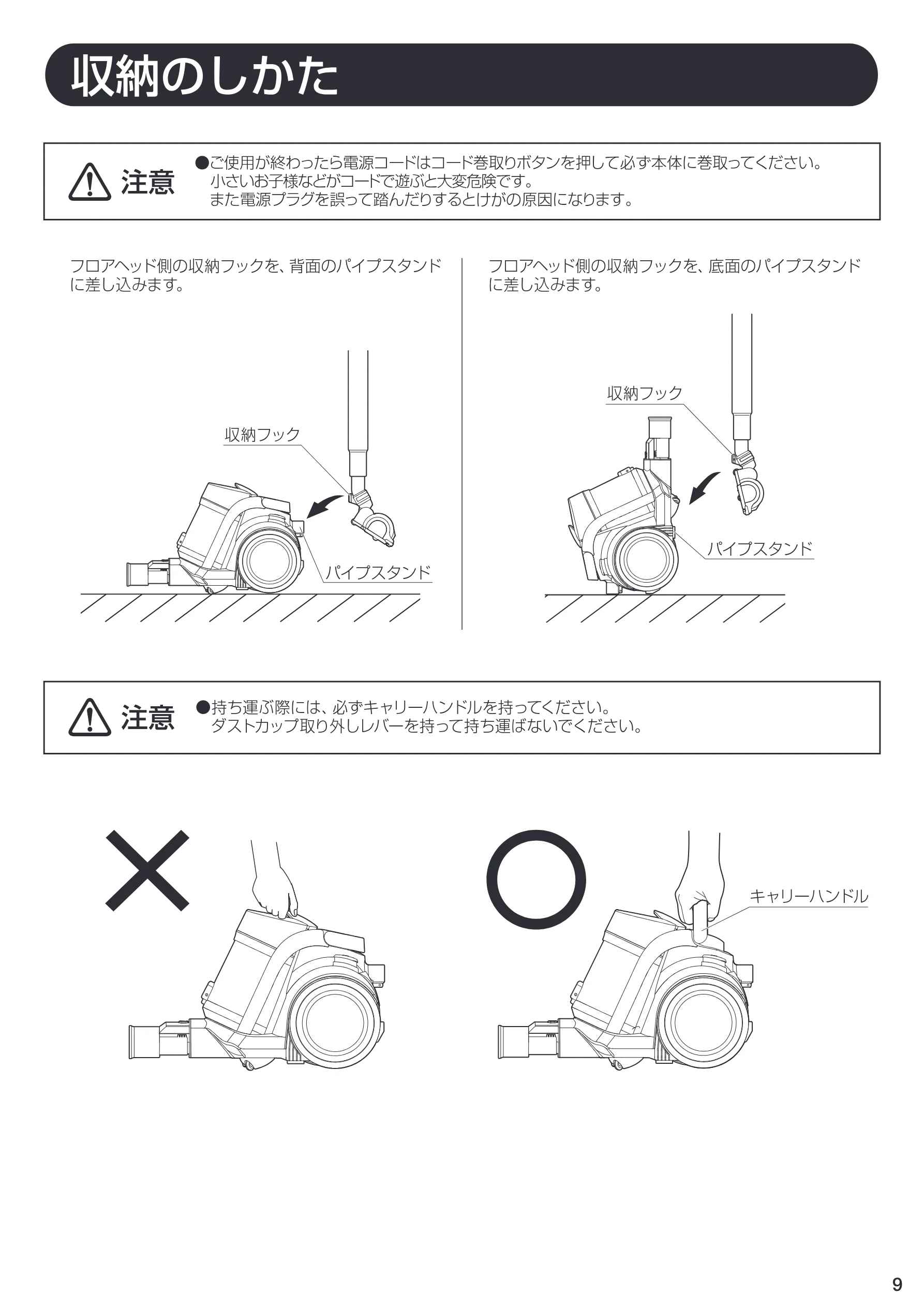 アイリスオーヤマ IC-C100TKE 取扱説明書 — 図版 9-1 — 9ページ