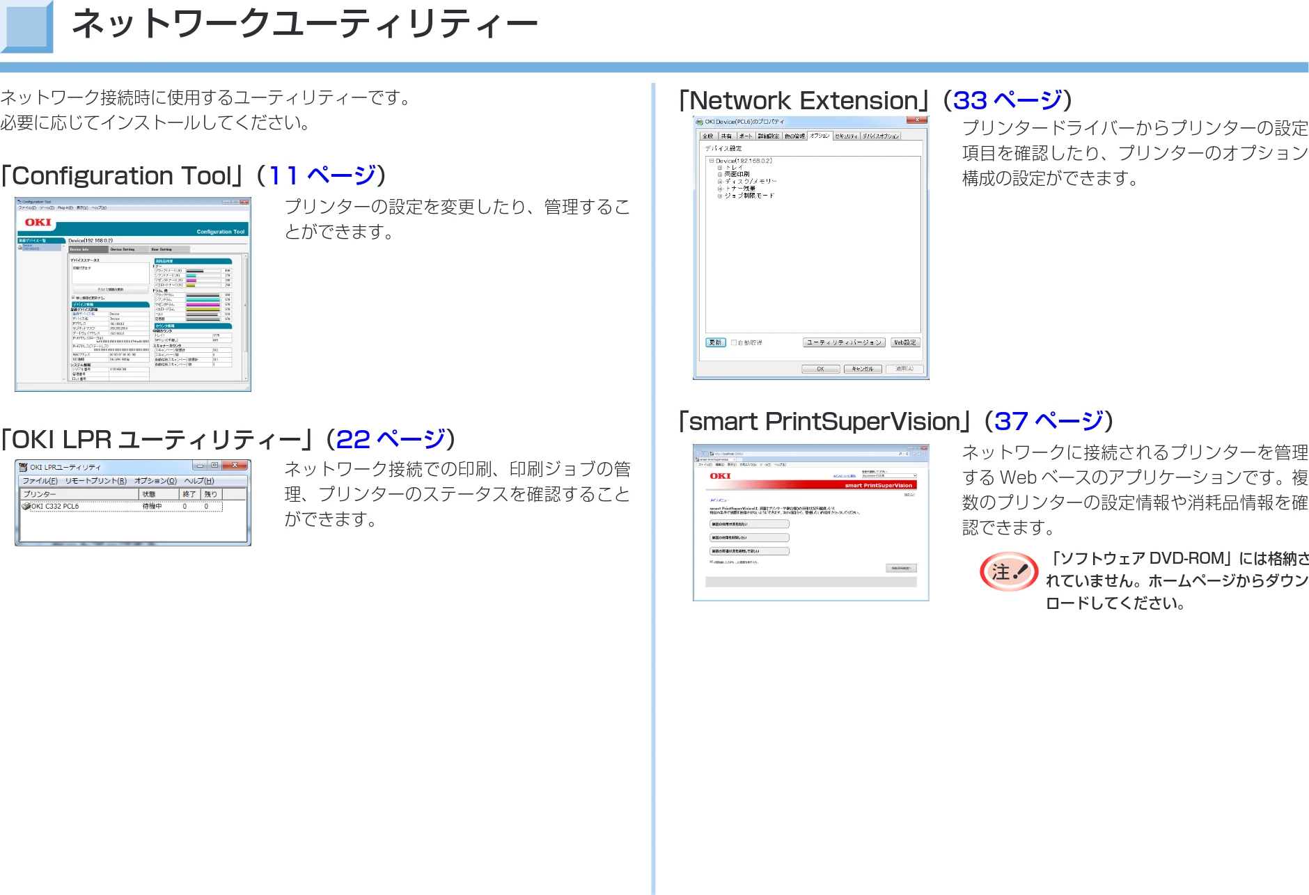 沖電気 C332dnw 活用マニュアル 言語 : 日本語 ac1 (サイズ: 14.5 MB) — ネットワークユーティリティー — 図版 9-1 — 9ページ