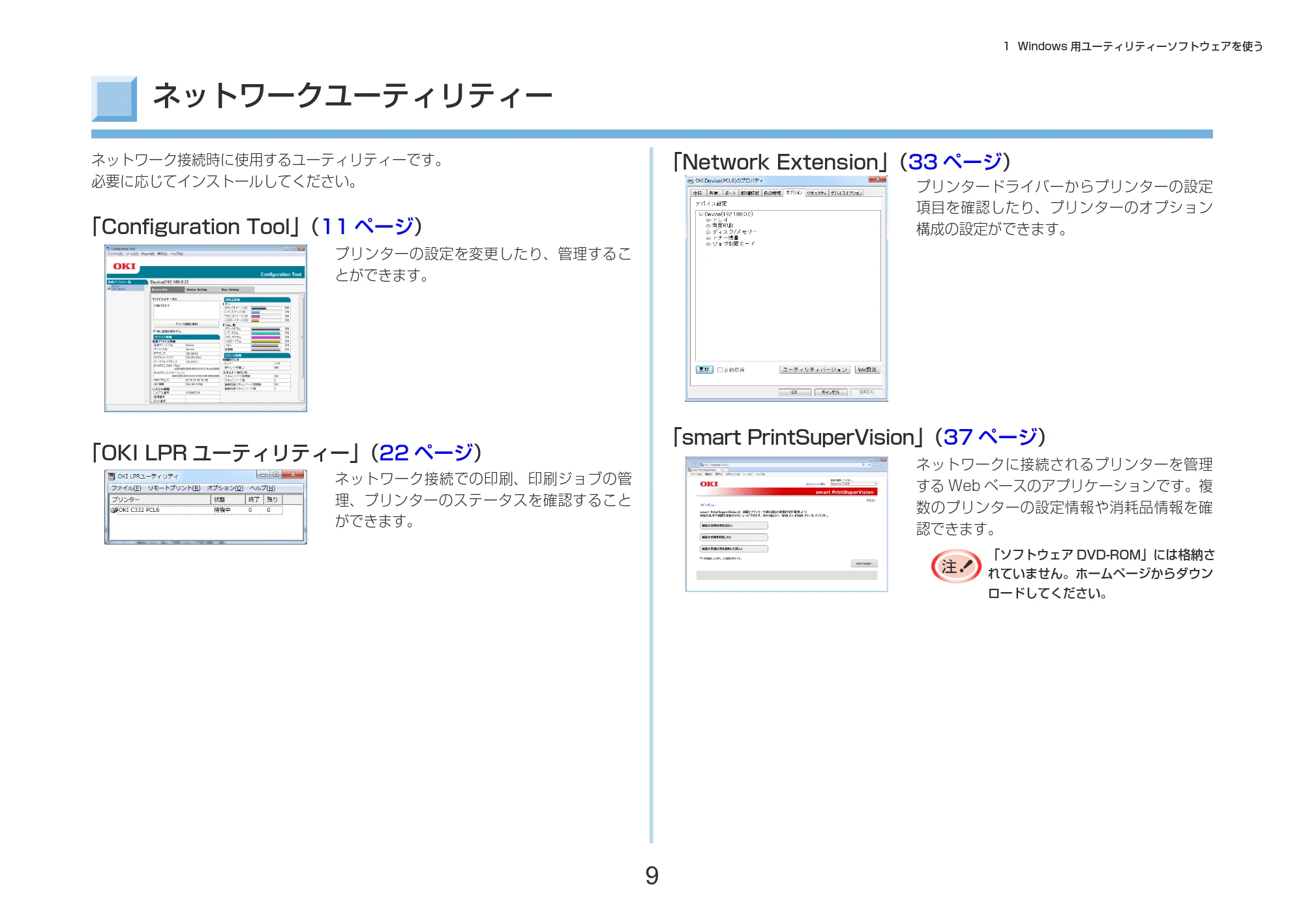 沖電気 C332dnw 活用マニュアル 言語 : 日本語 ac1 (サイズ: 14.5 MB) — ネットワークユーティリティー — 原本ページ — 9ページ