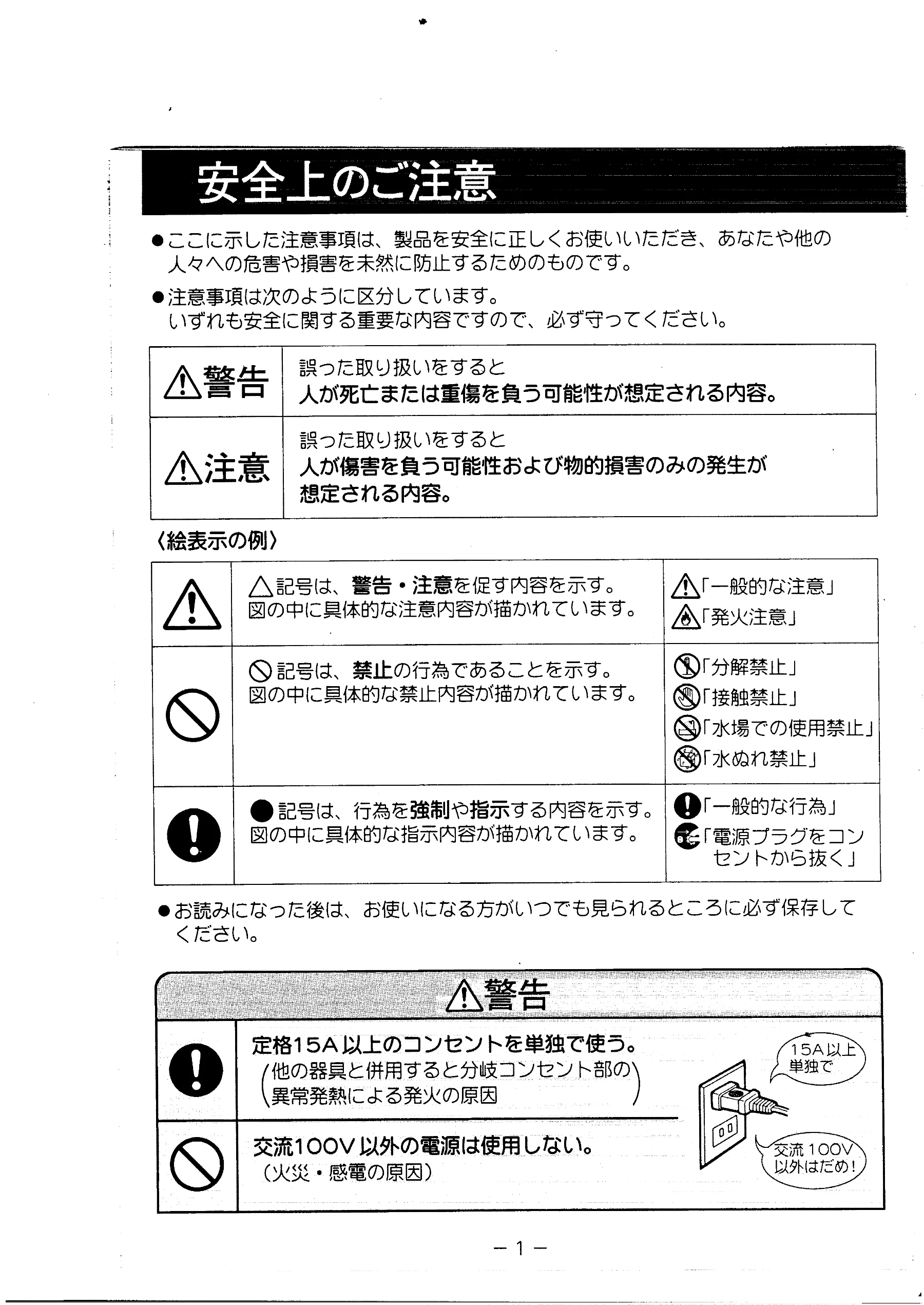 日立 HDEG1 取扱説明書 — 安全上のご注意 — 図版 2-1 — 2ページ