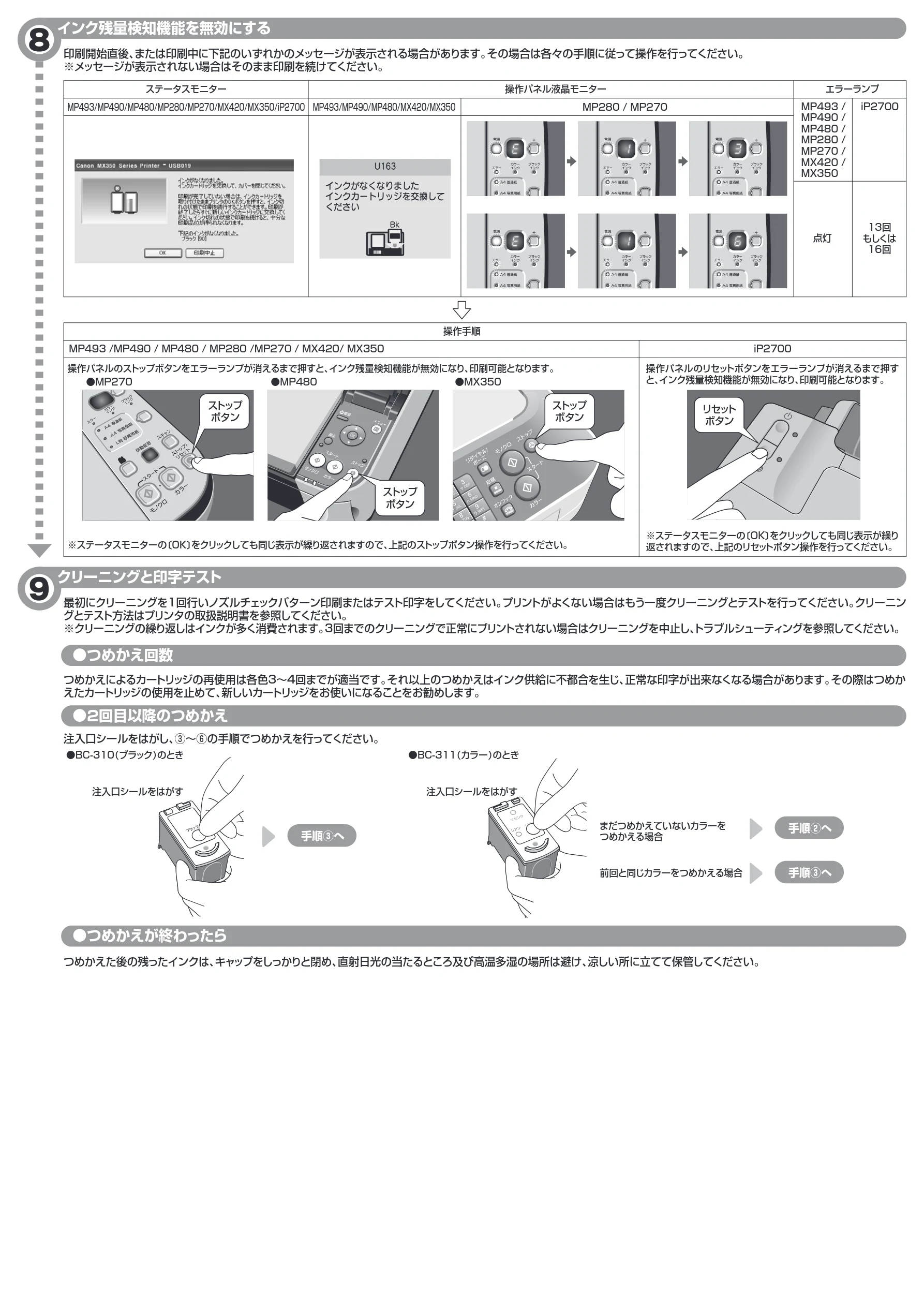 サンワサプライ 300-CA311 / INK-C311S30S / INK-C310B60S 取扱説明書 — インク残量検知機能を無効にする — 図版 3-1 — 3ページ
