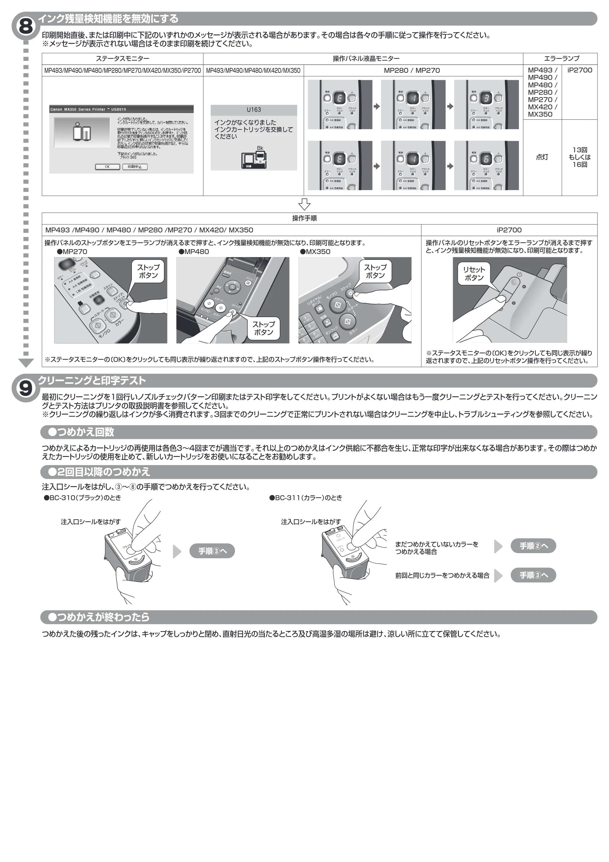 サンワサプライ 300-CA311 / INK-C311S30S / INK-C310B60S 取扱説明書 — インク残量検知機能を無効にする — 原本ページ — 3ページ