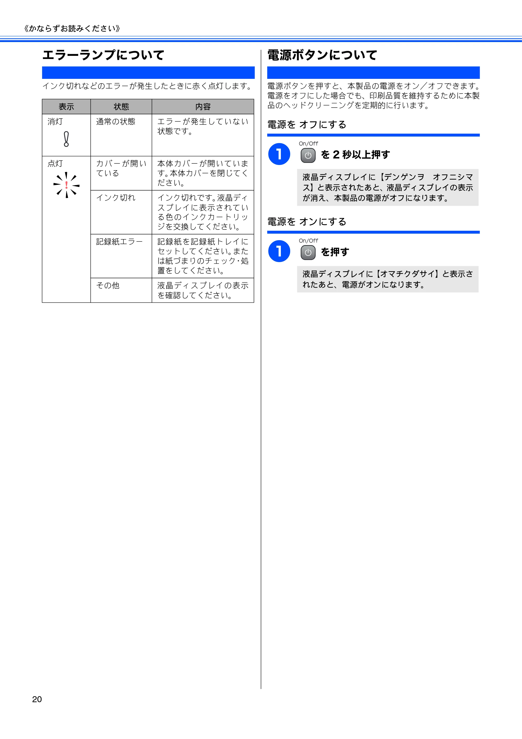 ブラザー DCP-155C 取扱説明書（本体） — エラーランプについて — 原本ページ — 22ページ
