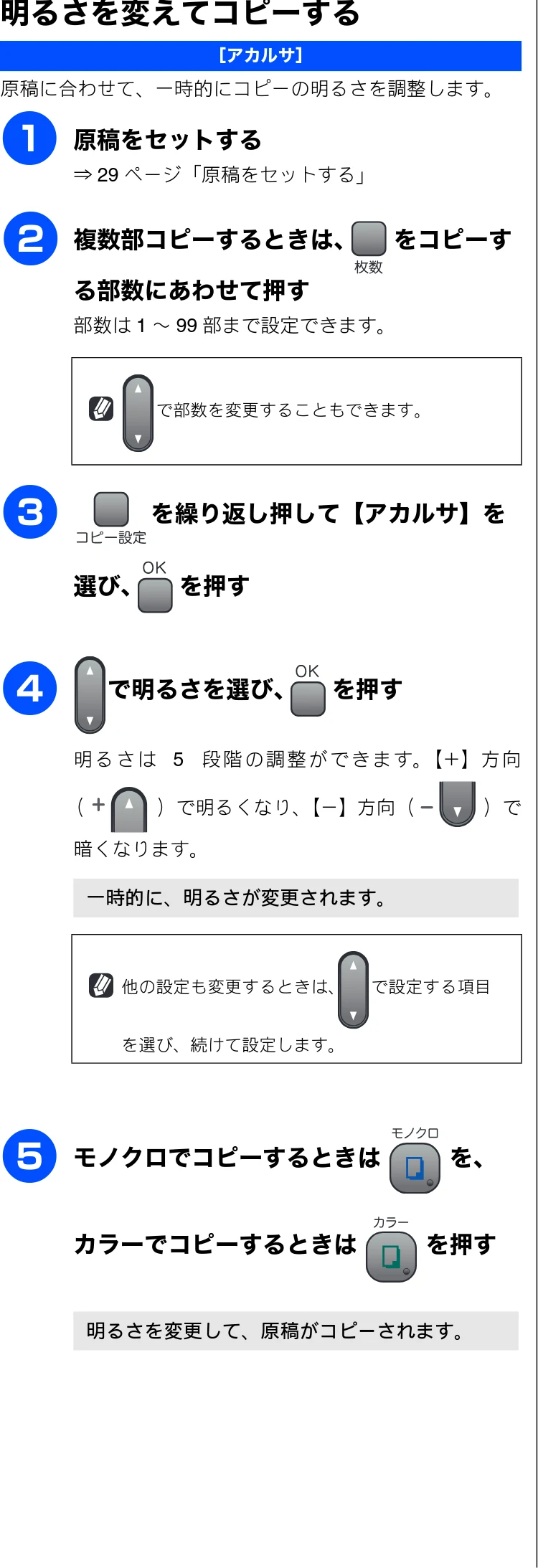 ブラザー DCP-155C 取扱説明書（本体） — 明るさを変えてコピーする — 図版 39-1 — 39ページ