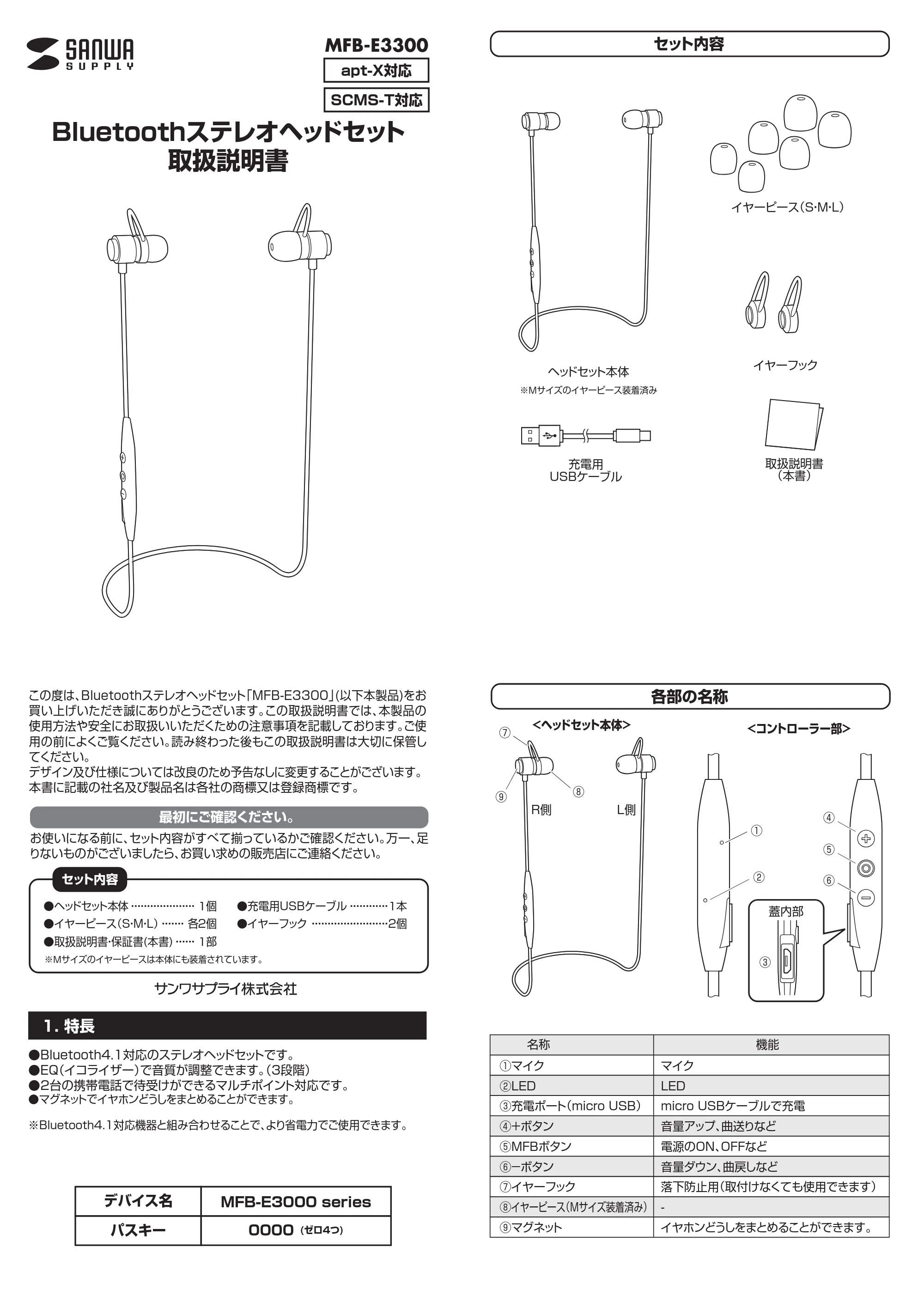 サンワサプライ MFB-E3300 取扱説明書 — 原本ページ — 1ページ