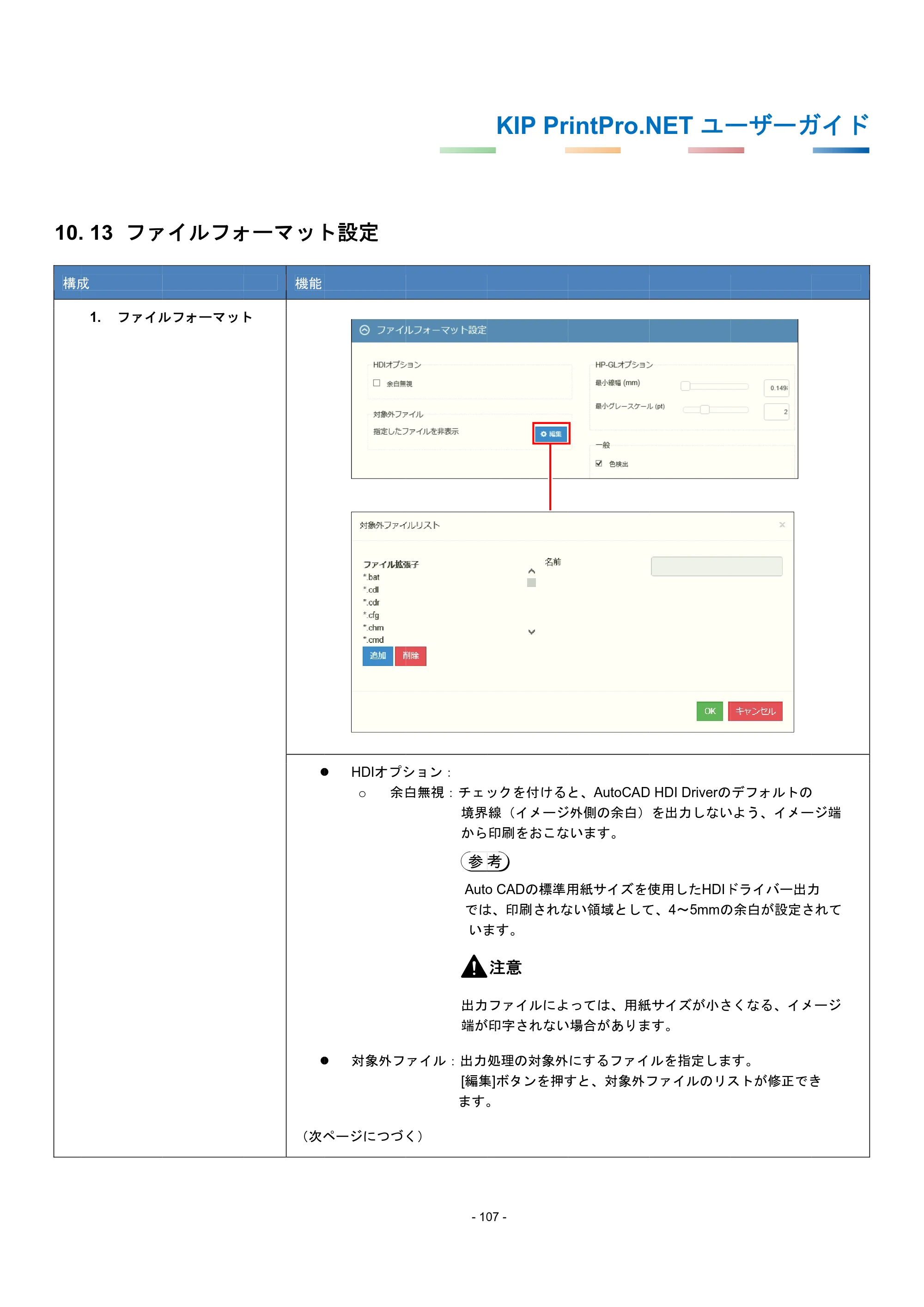 京セラ KIP 7170G KIP PrintPro.Net ユーザーガイド — 10.13 ファイルフォーマット設定 — 原本ページ — 111ページ