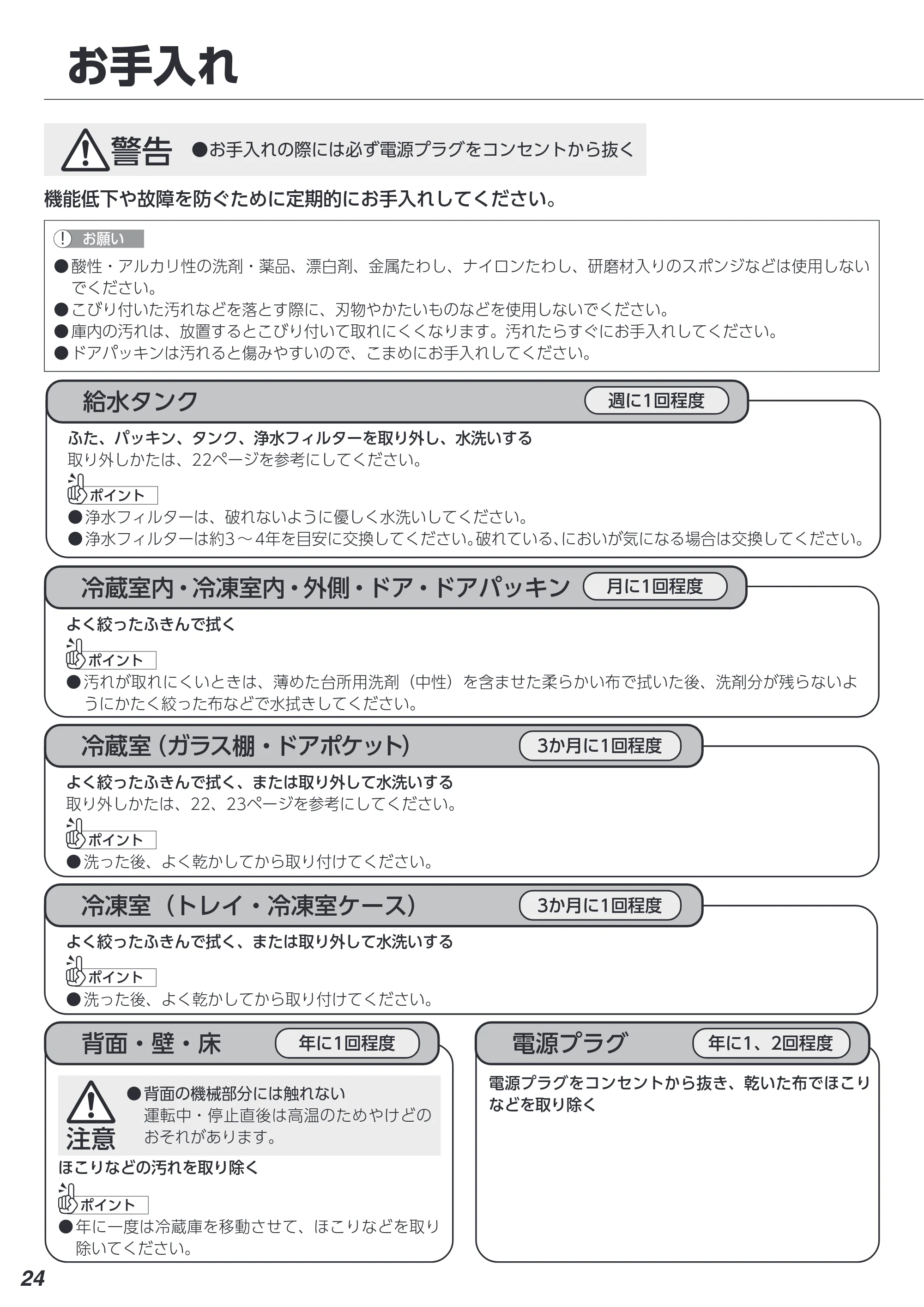 アイリスオーヤマ IRSN-IC30A 取扱説明書 — お手入れ — 原本ページ — 24ページ