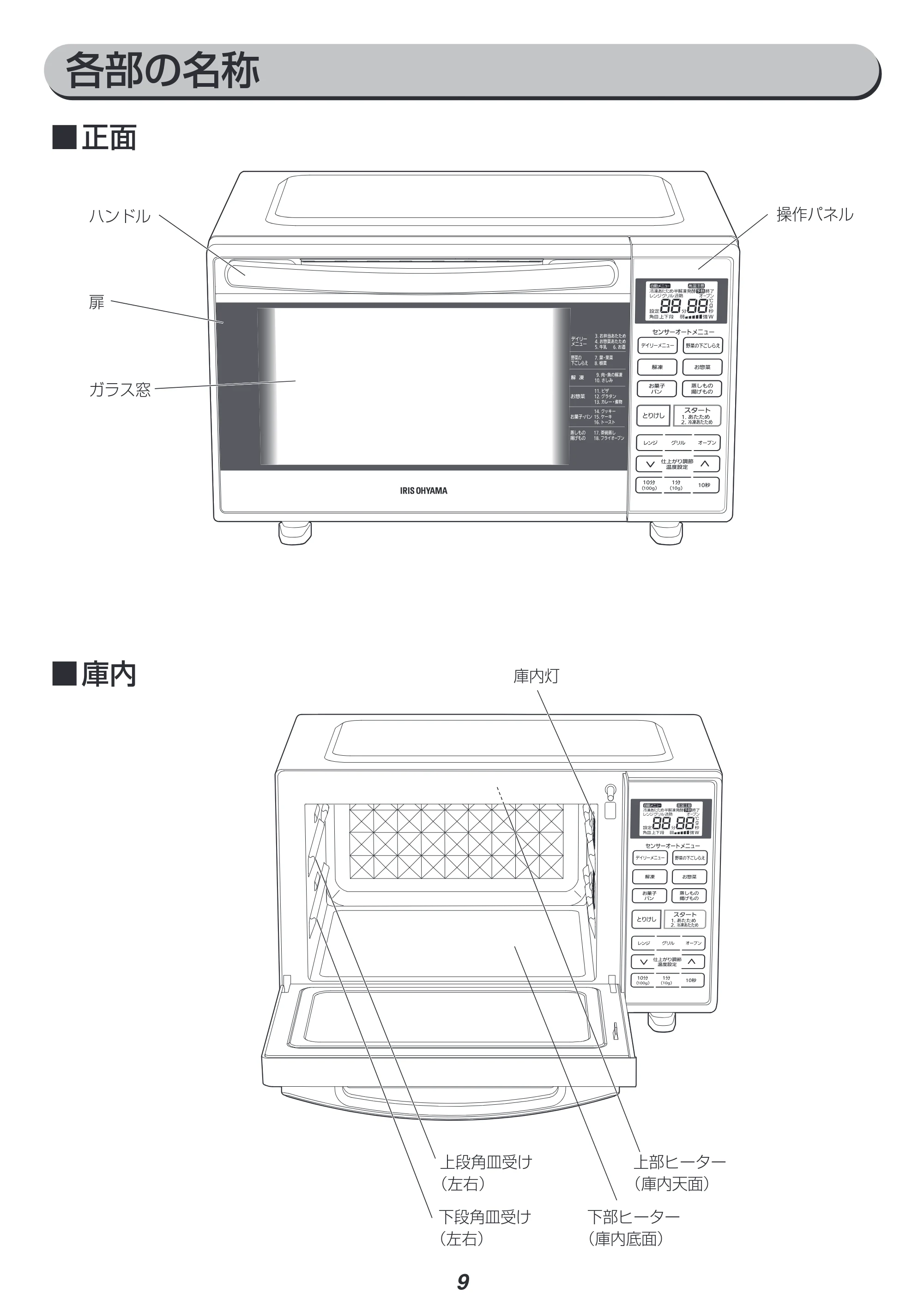 アイリスオーヤマ MO-F1801 取扱説明書 — 原本ページ — 9ページ
