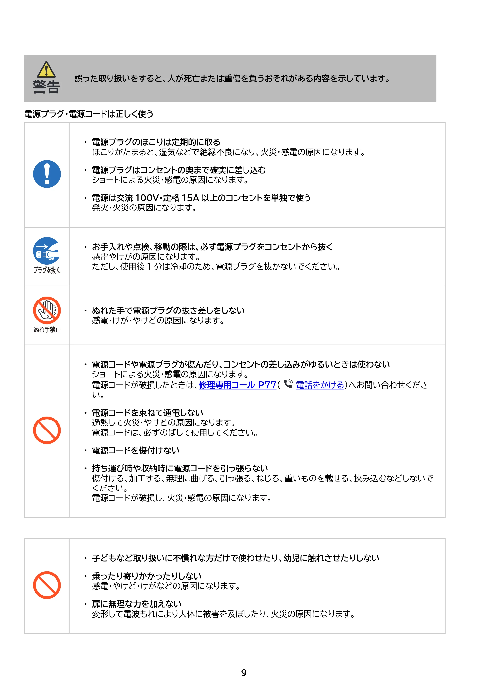アイリスオーヤマ PMO-F1602 取扱説明書 — 原本ページ — 9ページ