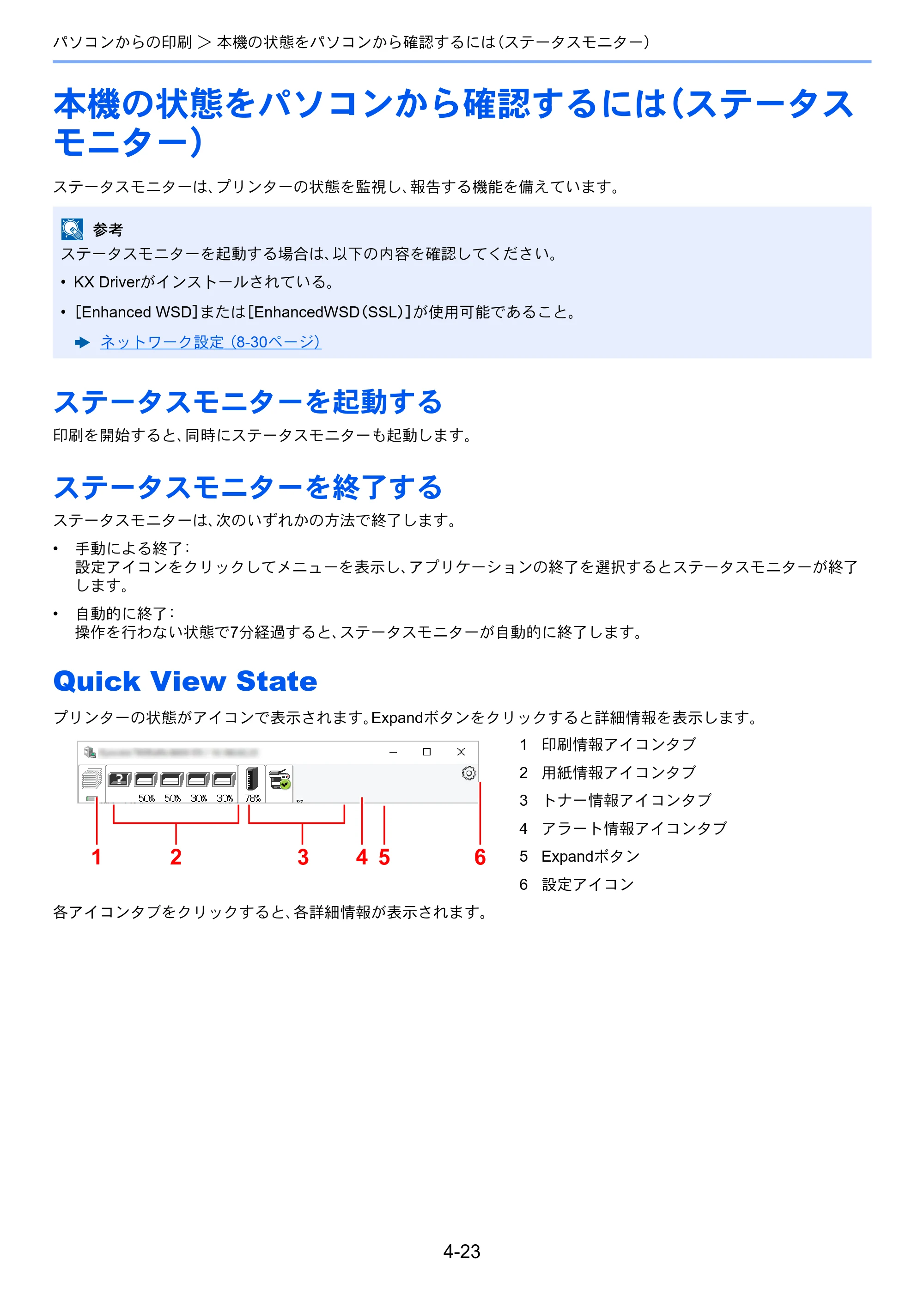 京セラ ECOSYS P4060dn ECOSYS P4060dn 使用説明書 — 本機の状態をパソコンから確認するには（ステータス モニター） — 原本ページ — 146ページ