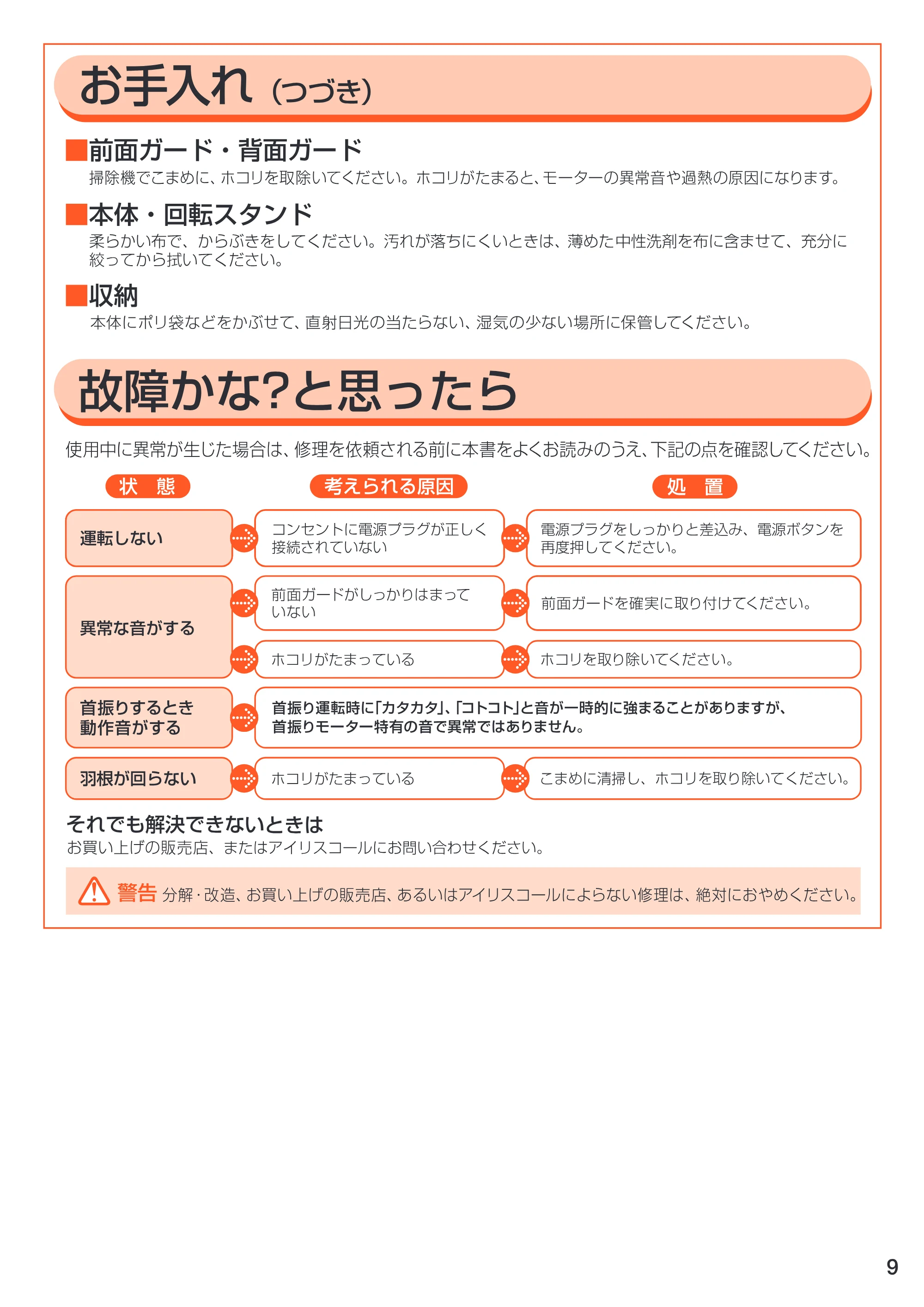 アイリスオーヤマ ENC-23K 取扱説明書 — 原本ページ — 9ページ