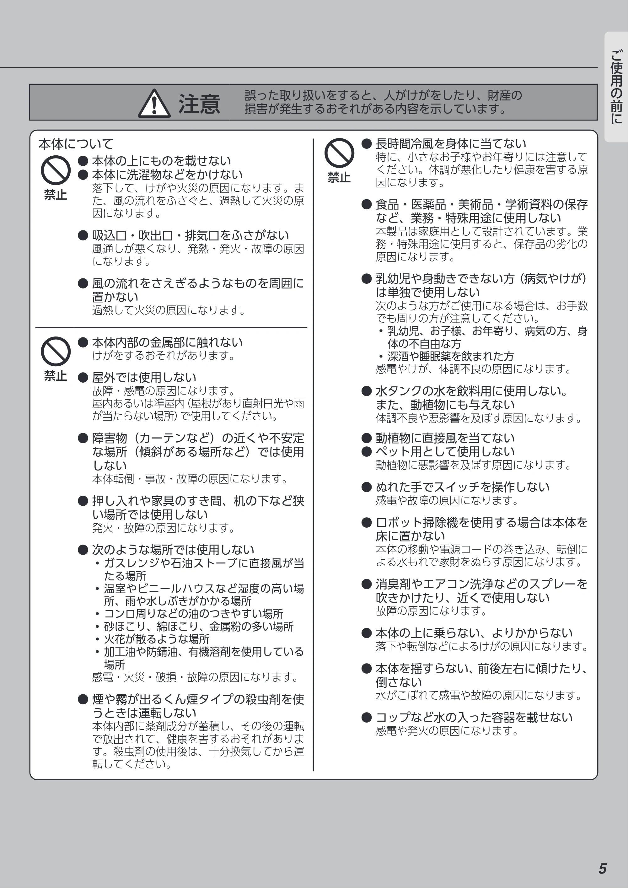 アイリスオーヤマ ICA-0301G 取扱説明書 — 原本ページ — 5ページ
