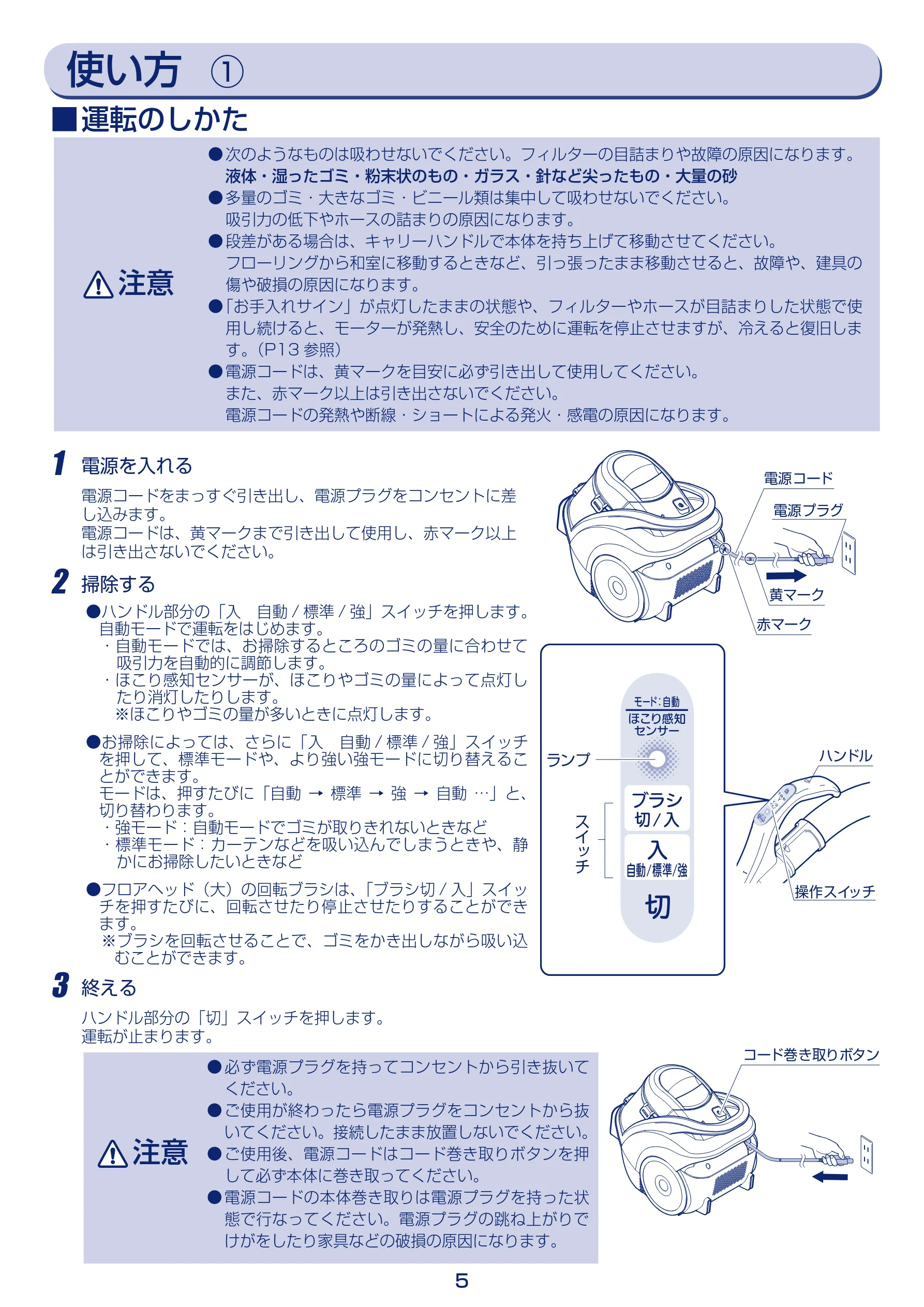 アイリスオーヤマ KIC-C100MK 取扱説明書 — 使い方 ① — 図版 5-1 — 5ページ