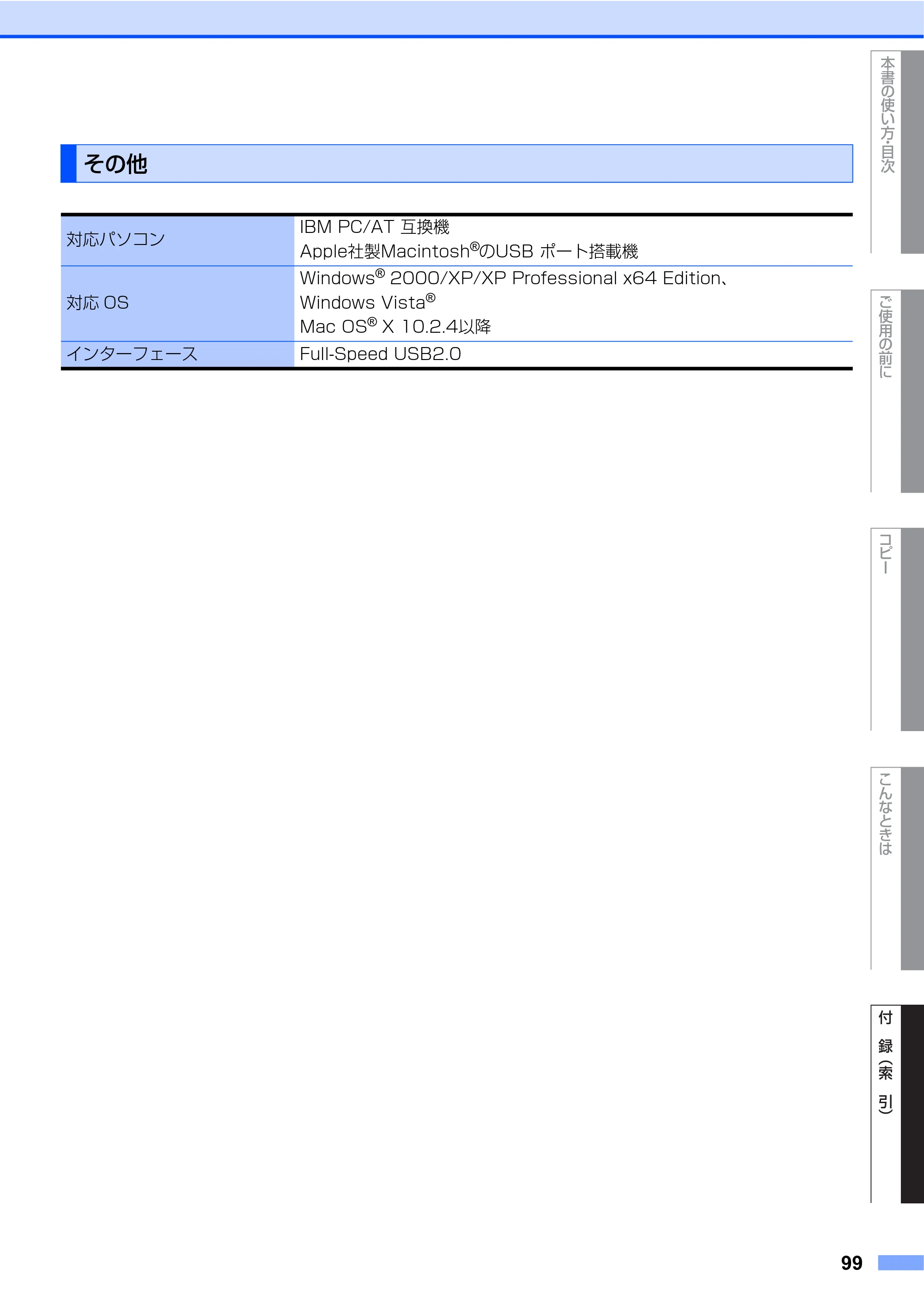 ブラザー DCP-7030 / DCP-7040 取扱説明書（本体） — その他 — 原本ページ — 99ページ