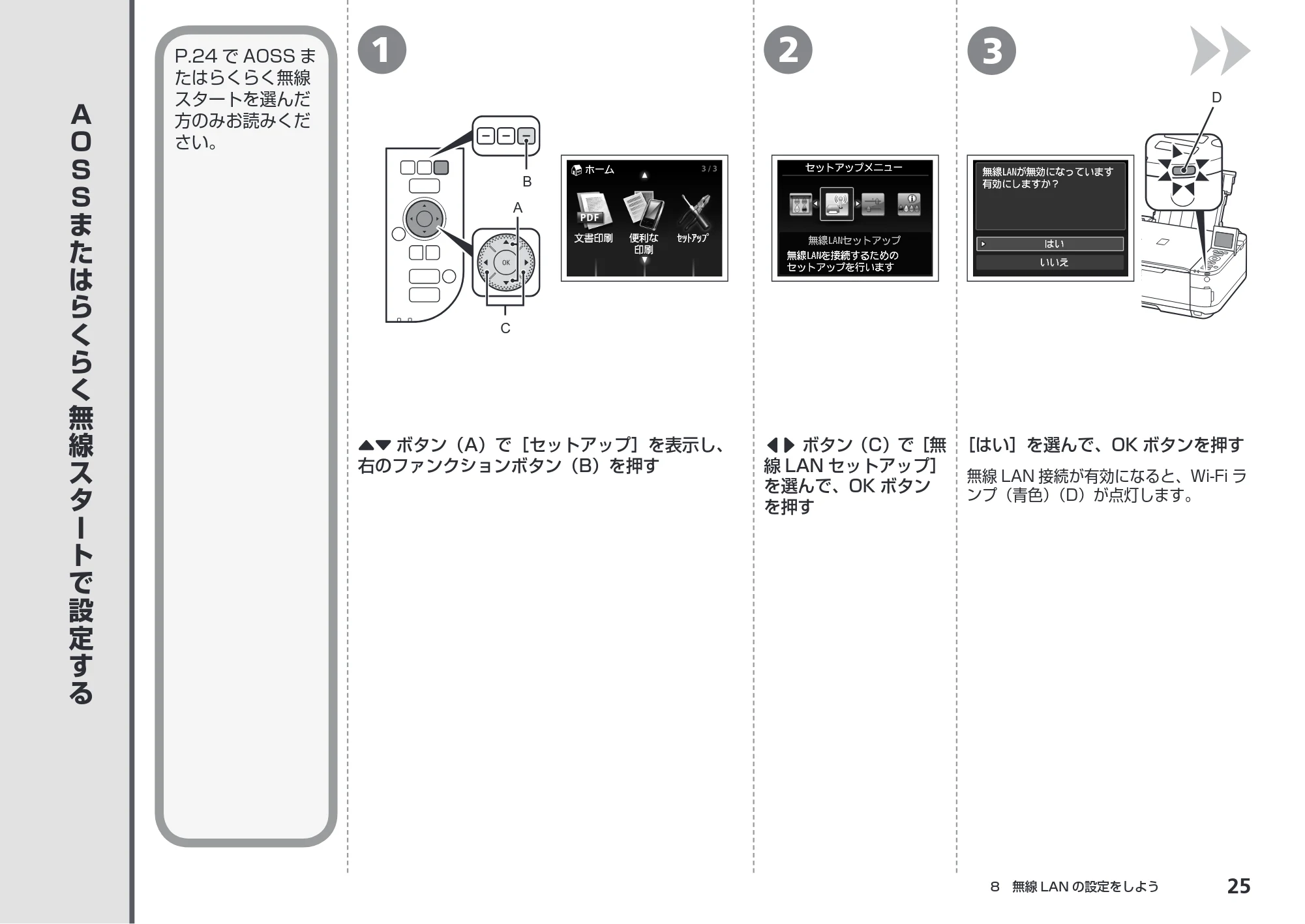 キヤノン PIXUS MG5230 かんたんスタートガイド (PDF形式/6.82Mバイト) — AOSSまたはらくらく無線スタートで設定する — 原本ページ — 27ページ