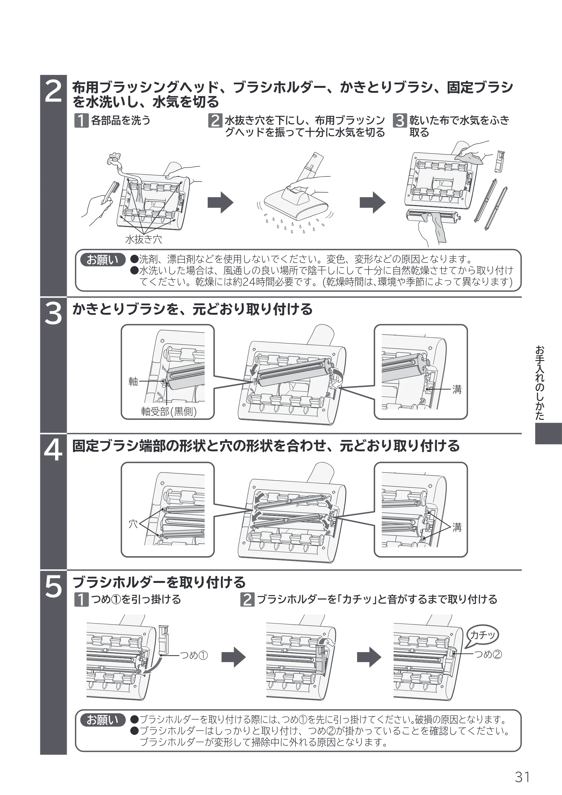 日立 PV-BL50P 取扱説明書 — を水洗いし、水気を切る — 図版 31-1 — 31ページ