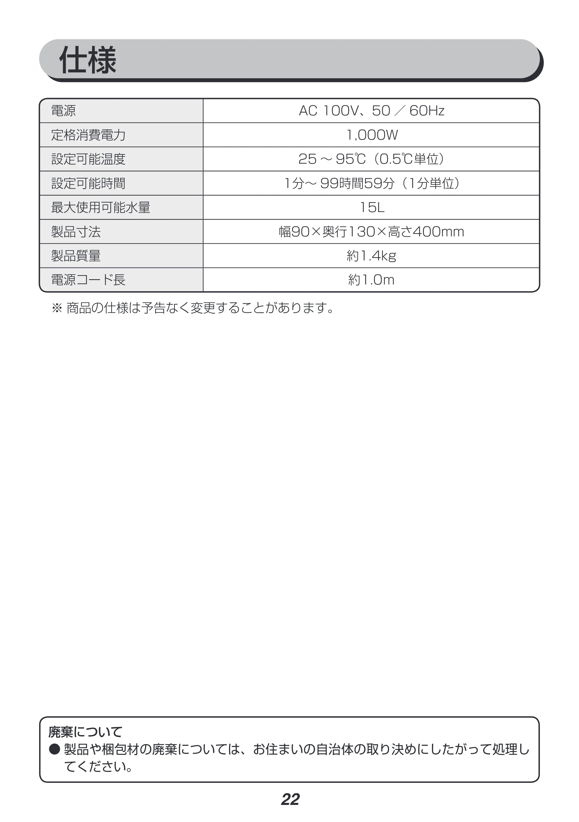 アイリスオーヤマ LTC-01 取扱説明書 — 原本ページ — 22ページ