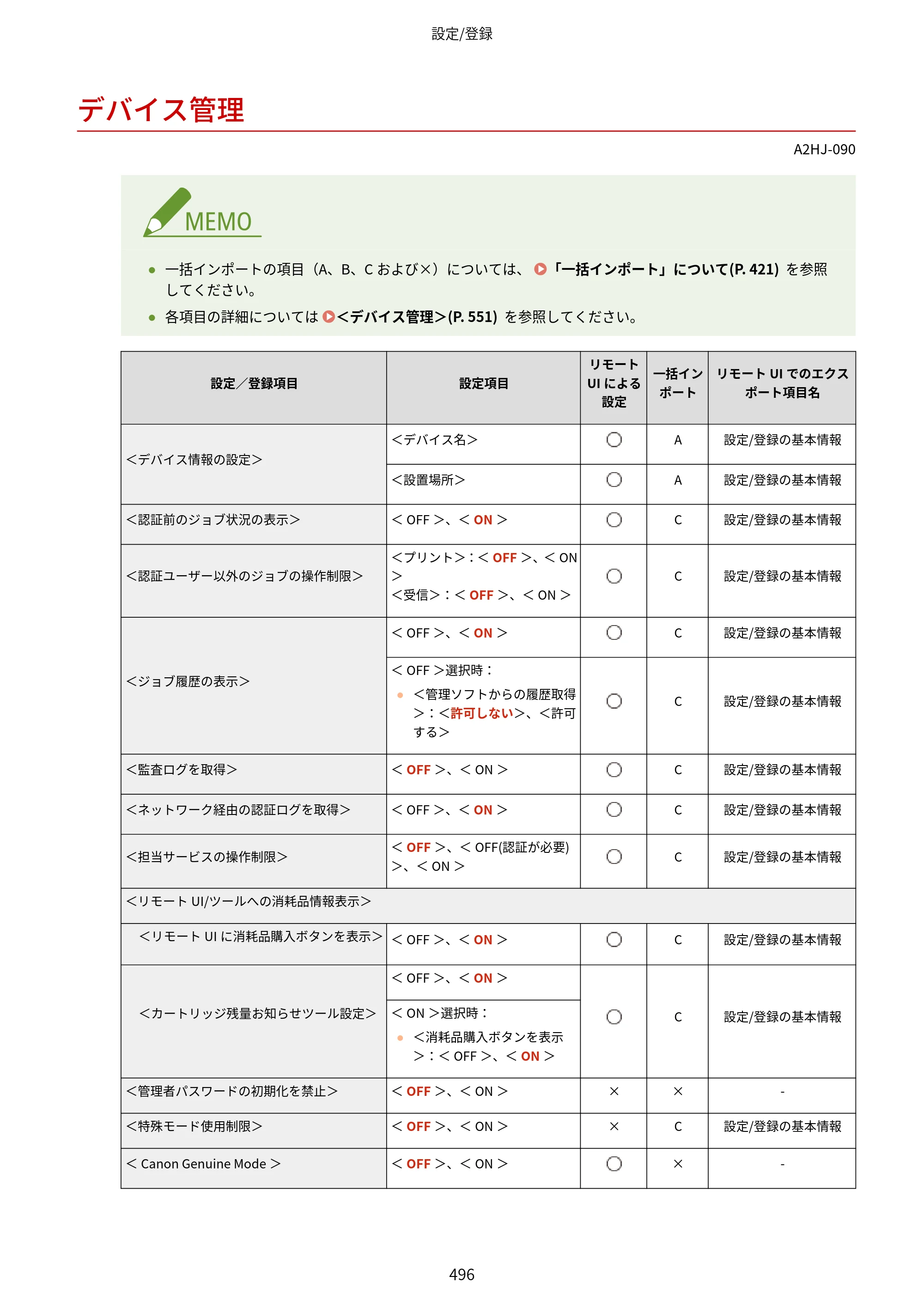 キヤノン LBP812Ci・LBP811C ユーザーズガイド 2026年6月25日更新（PDF：7.98MB） — デバイス管理 — 原本ページ — 504ページ