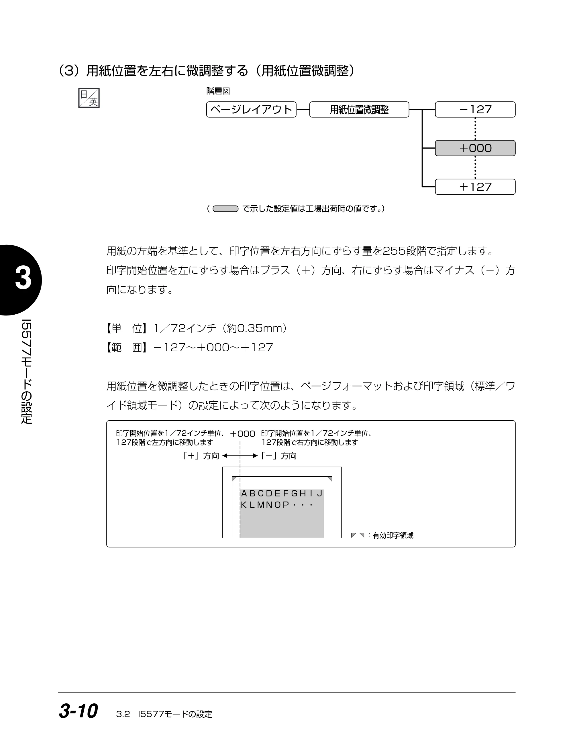 キヤノン BIJ2350/BIJ1350/BIJ1350D I5577ユーザーズガイド （PDF形式／4.55Mバイト） — （3）用紙位置を左右に微調整する（用紙位置微調整） — 原本ページ — 91ページ