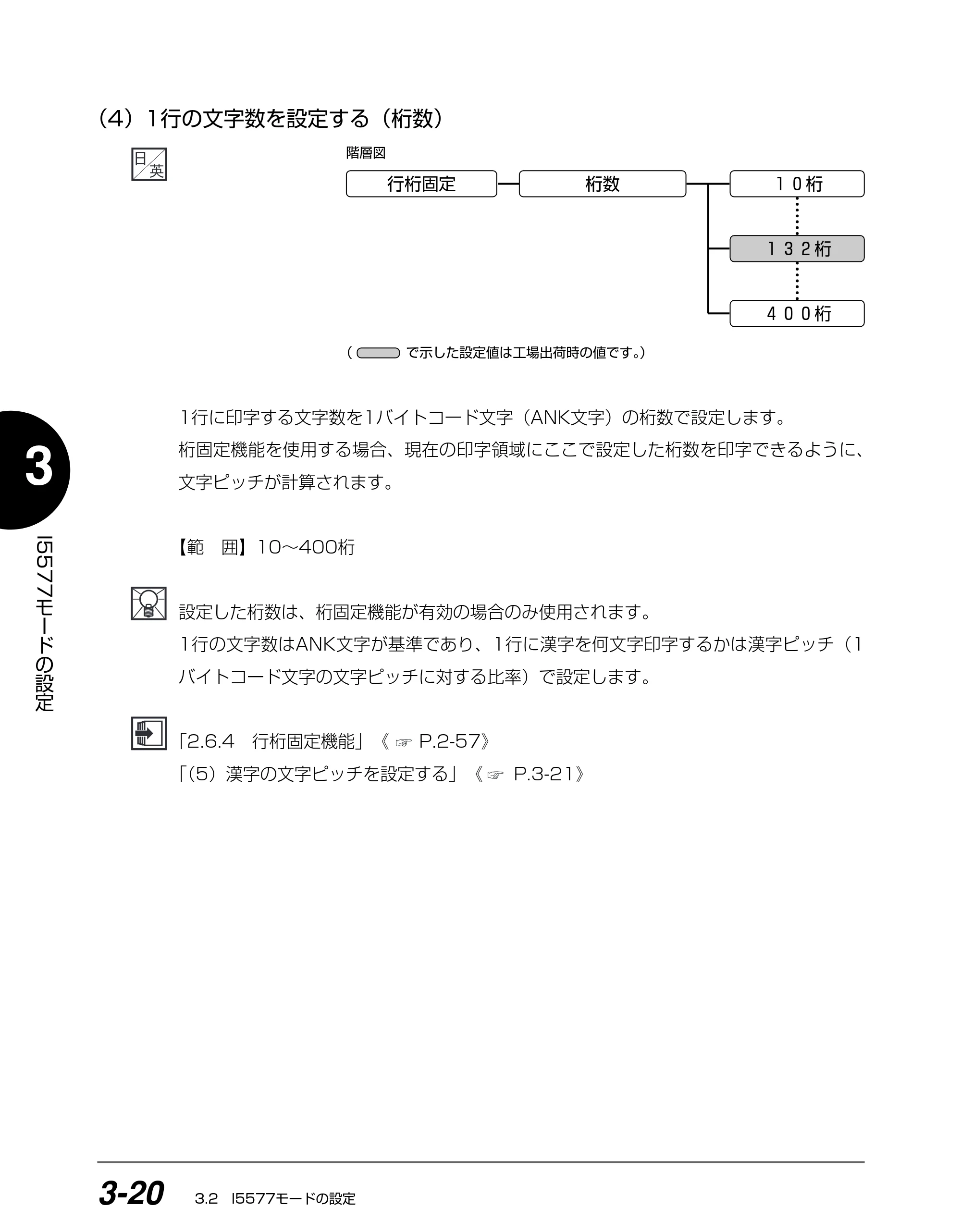 キヤノン BIJ2350/BIJ1350/BIJ1350D I5577ユーザーズガイド （PDF形式／4.55Mバイト） — （4）1行の文字数を設定する（桁数） — 原本ページ — 101ページ