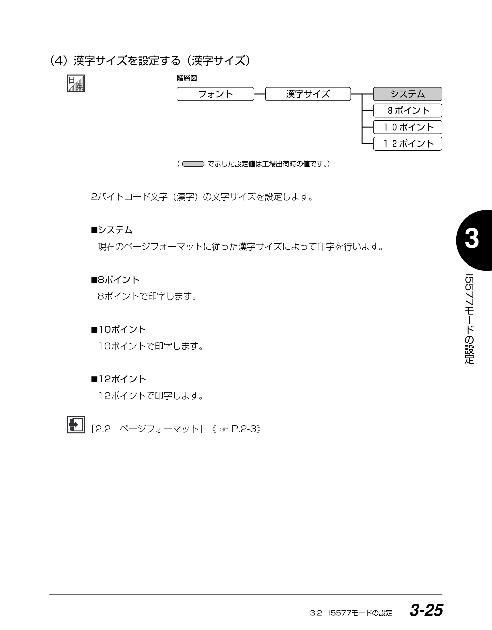 キヤノン BIJ2350/BIJ1350/BIJ1350D I5577ユーザーズガイド （PDF形式／4.55Mバイト） — （4）漢字サイズを設定する（漢字サイズ） — 原本ページ — 106ページ