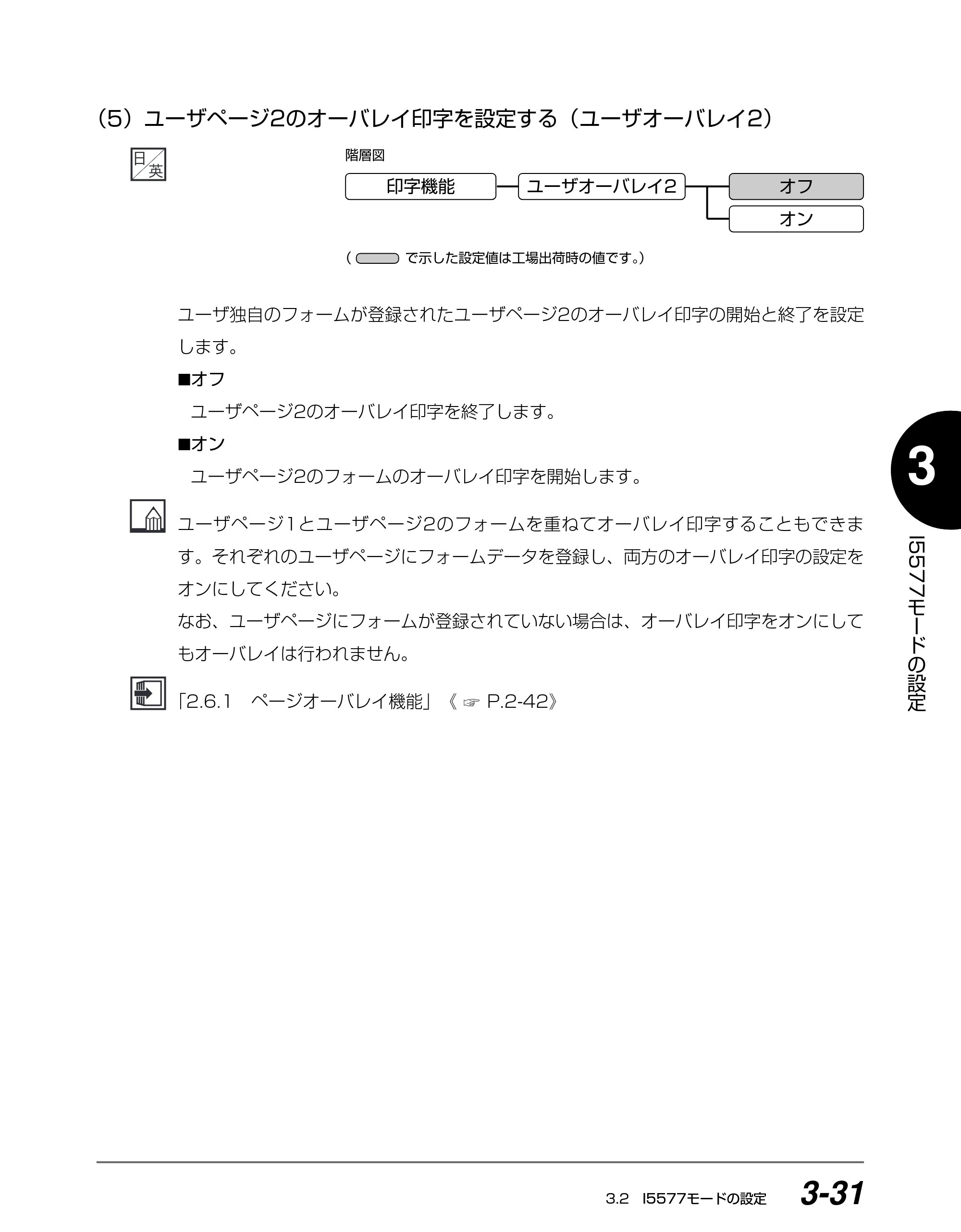 キヤノン BIJ2350/BIJ1350/BIJ1350D I5577ユーザーズガイド （PDF形式／4.55Mバイト） — （5）ユーザページ2のオーバレイ印字を設定する（ユーザオーバレイ2） — 原本ページ — 112ページ
