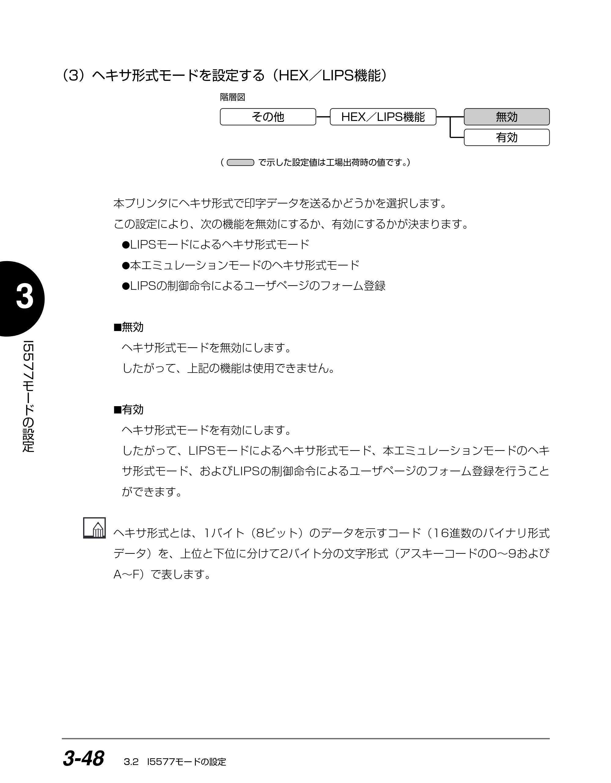 キヤノン BIJ2350/BIJ1350/BIJ1350D I5577ユーザーズガイド （PDF形式／4.55Mバイト） — （3）ヘキサ形式モードを設定する（HEX／LIPS機能） — 原本ページ — 129ページ