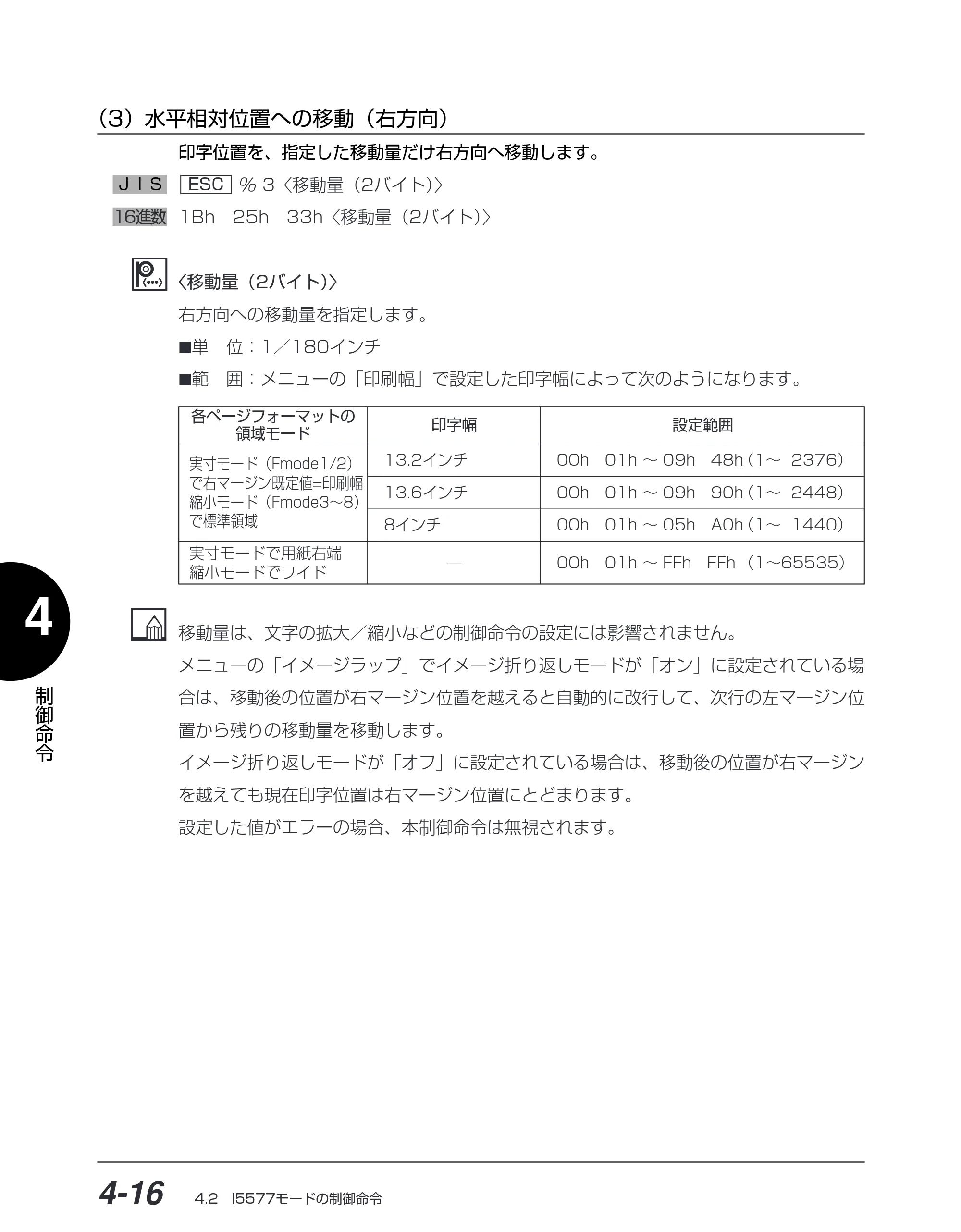 キヤノン BIJ2350/BIJ1350/BIJ1350D I5577ユーザーズガイド （PDF形式／4.55Mバイト） — （3）水平相対位置への移動（右方向） — 原本ページ — 147ページ