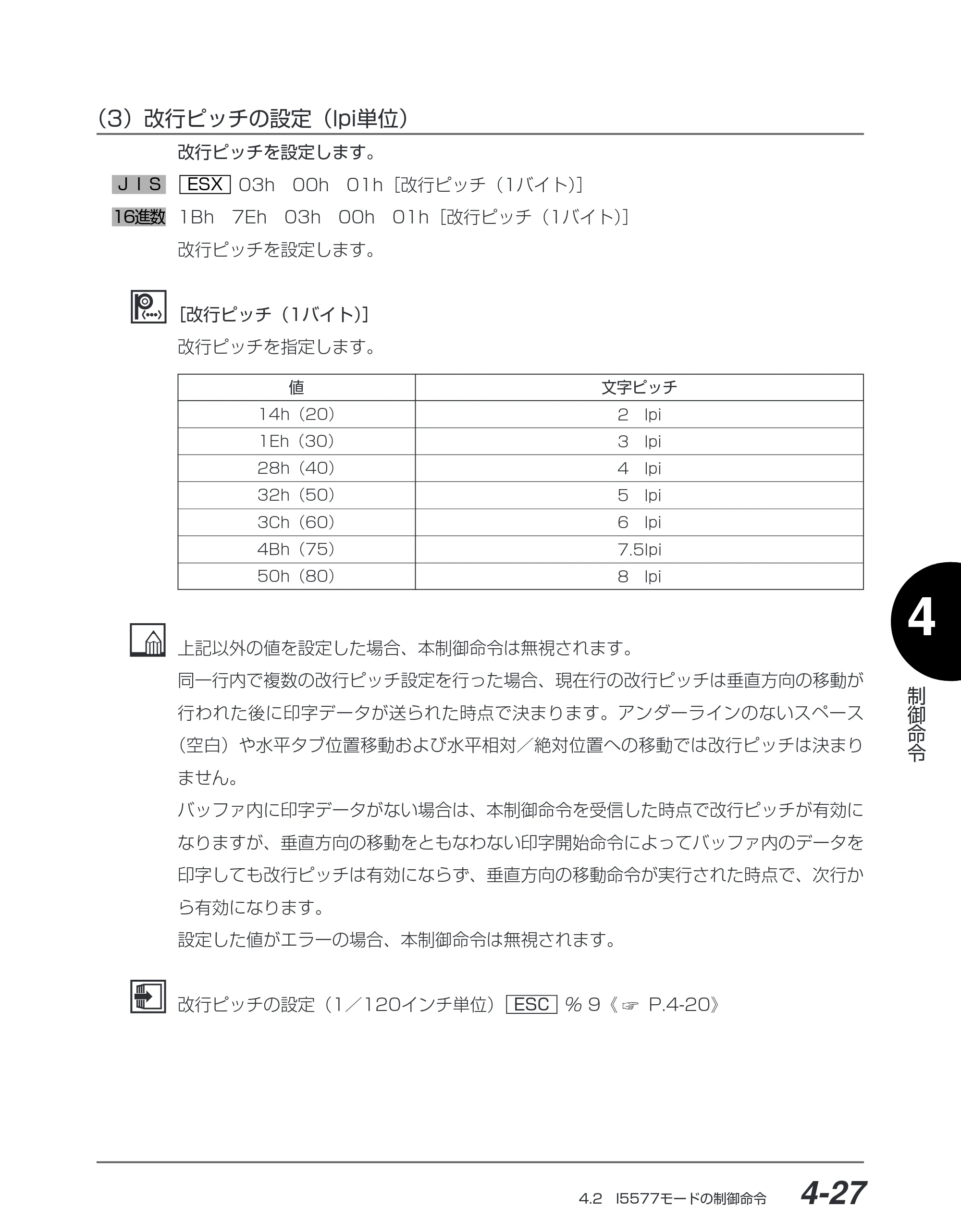 キヤノン BIJ2350/BIJ1350/BIJ1350D I5577ユーザーズガイド （PDF形式／4.55Mバイト） — （3）改行ピッチの設定（lpi単位） — 原本ページ — 158ページ