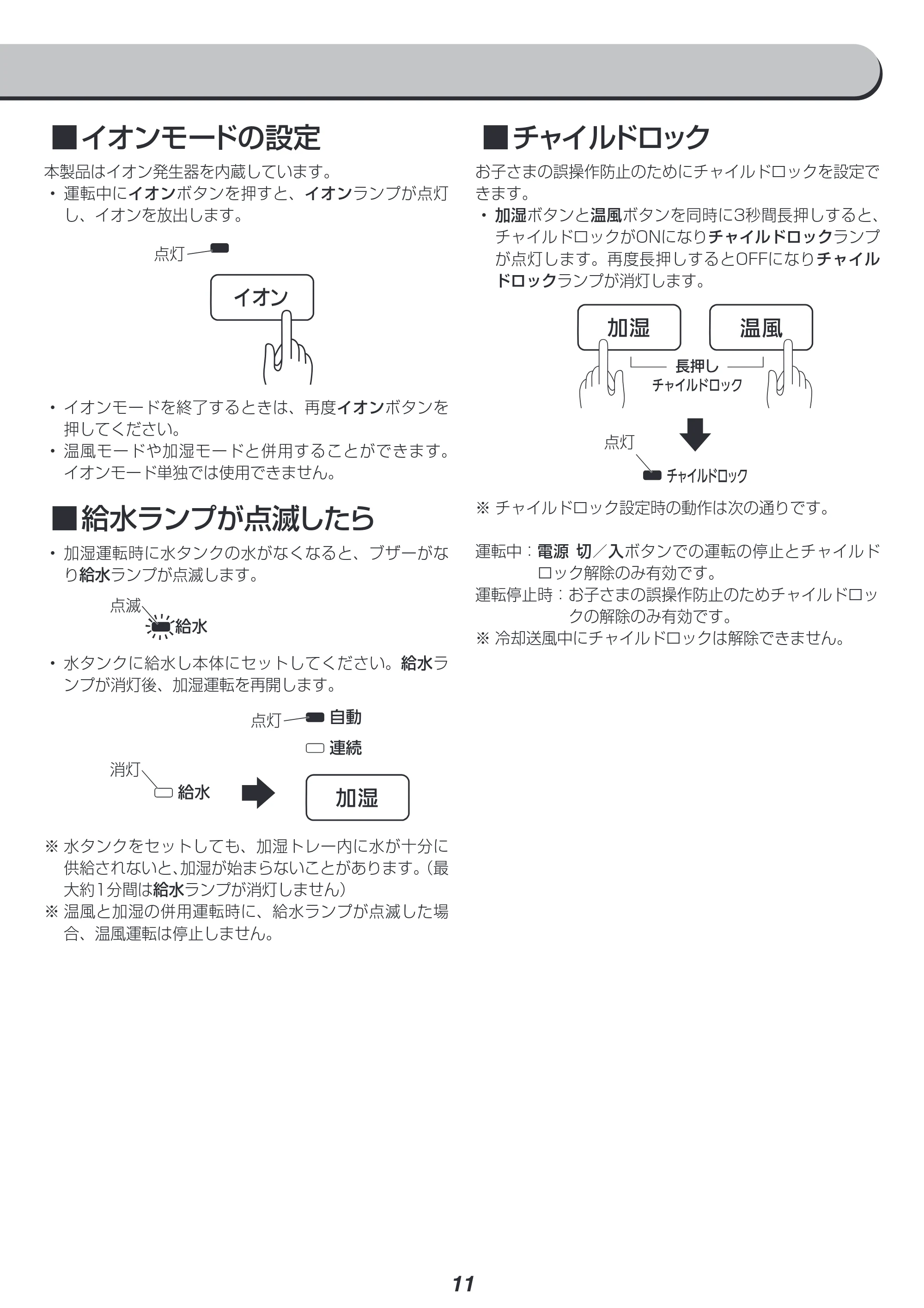 アイリスオーヤマ PCH-HM12B 取扱説明書 — 原本ページ — 11ページ