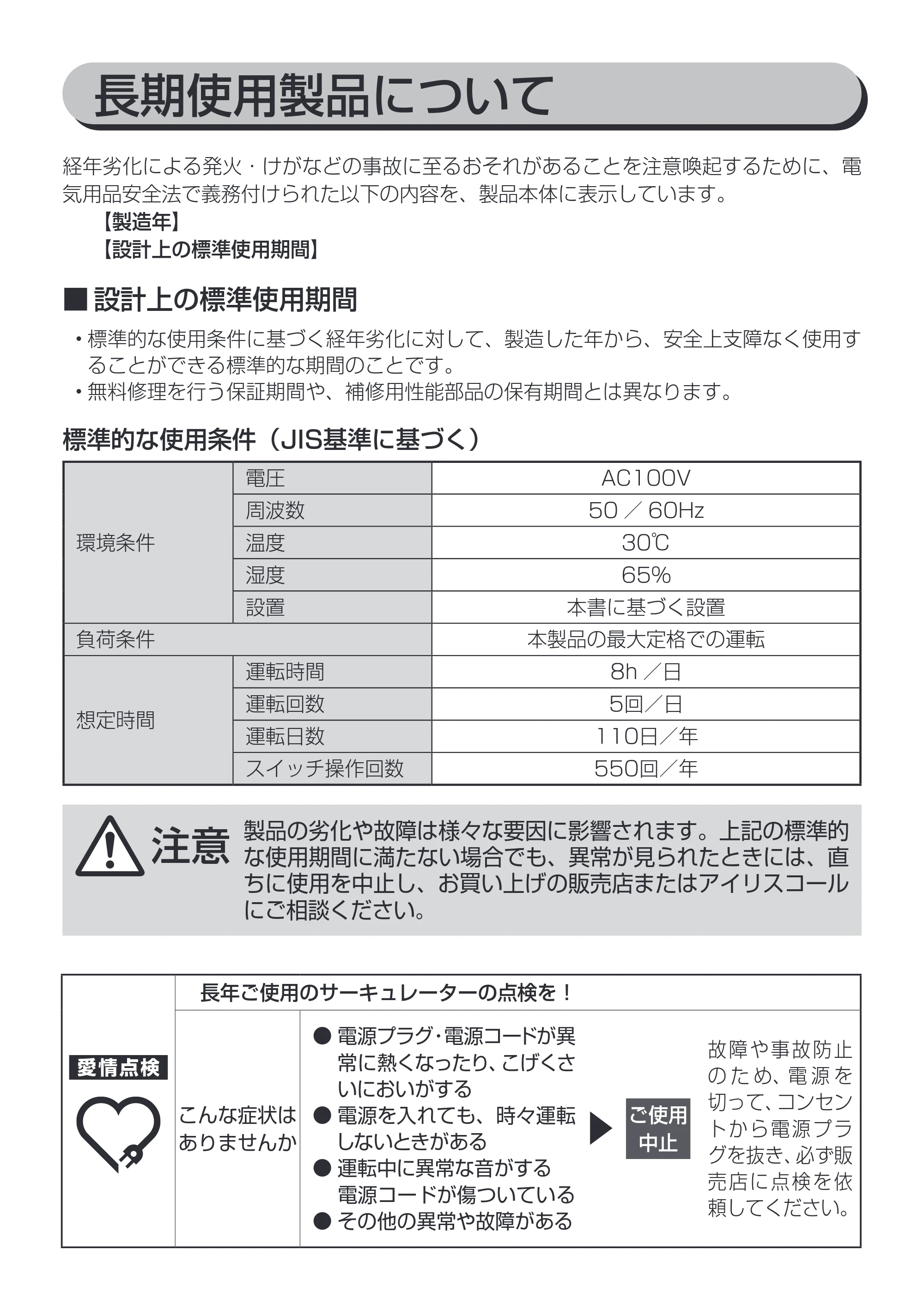 アイリスオーヤマ PCF-CT152 取扱説明書 — 長期使用製品について — 原本ページ — 14ページ