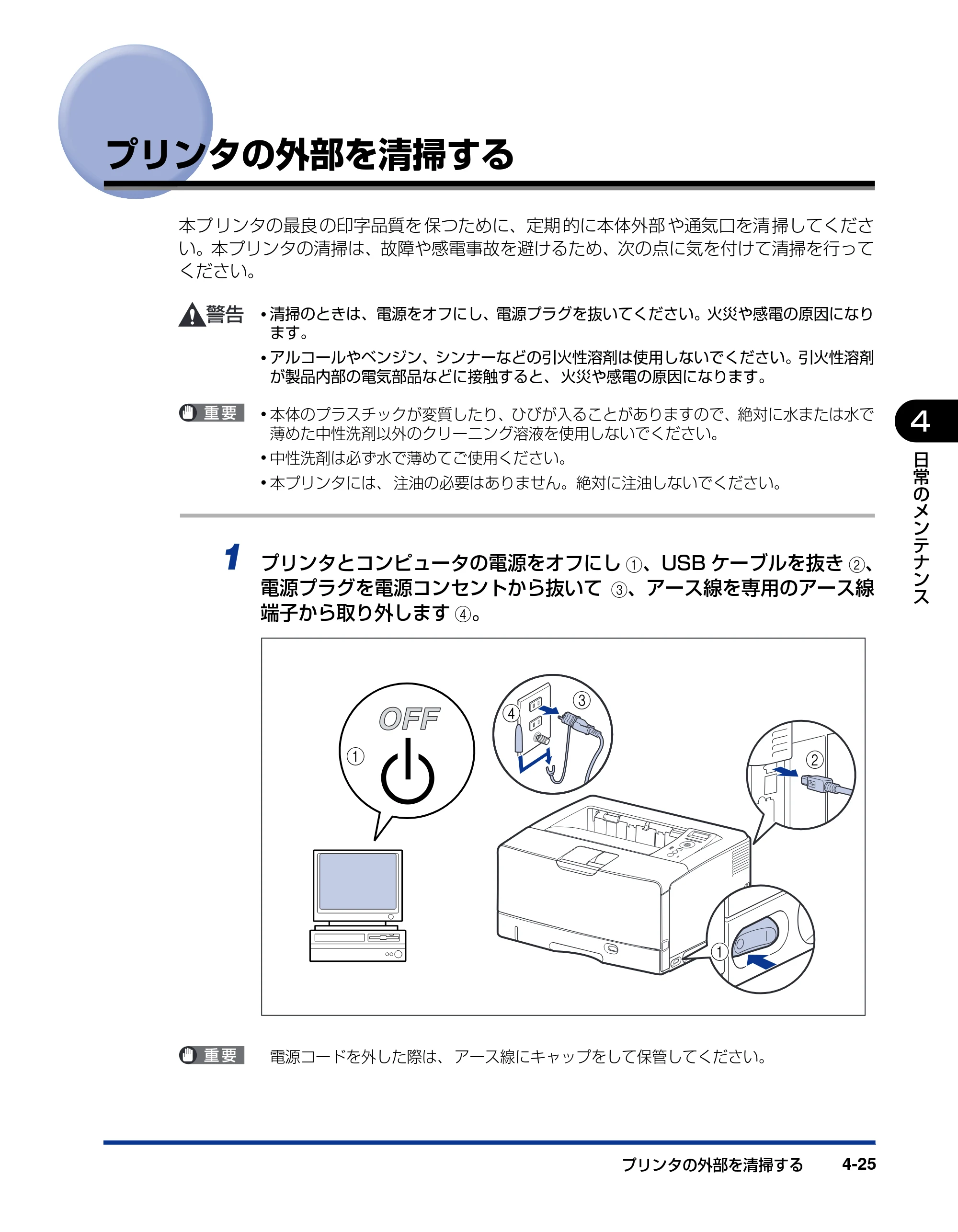 キヤノン LBP3950/3900 ユーザーズガイド 2006年2月8日掲載 （PDF形式／6.28Mバイト） — プリンタの外部を清掃する — 原本ページ — 161ページ
