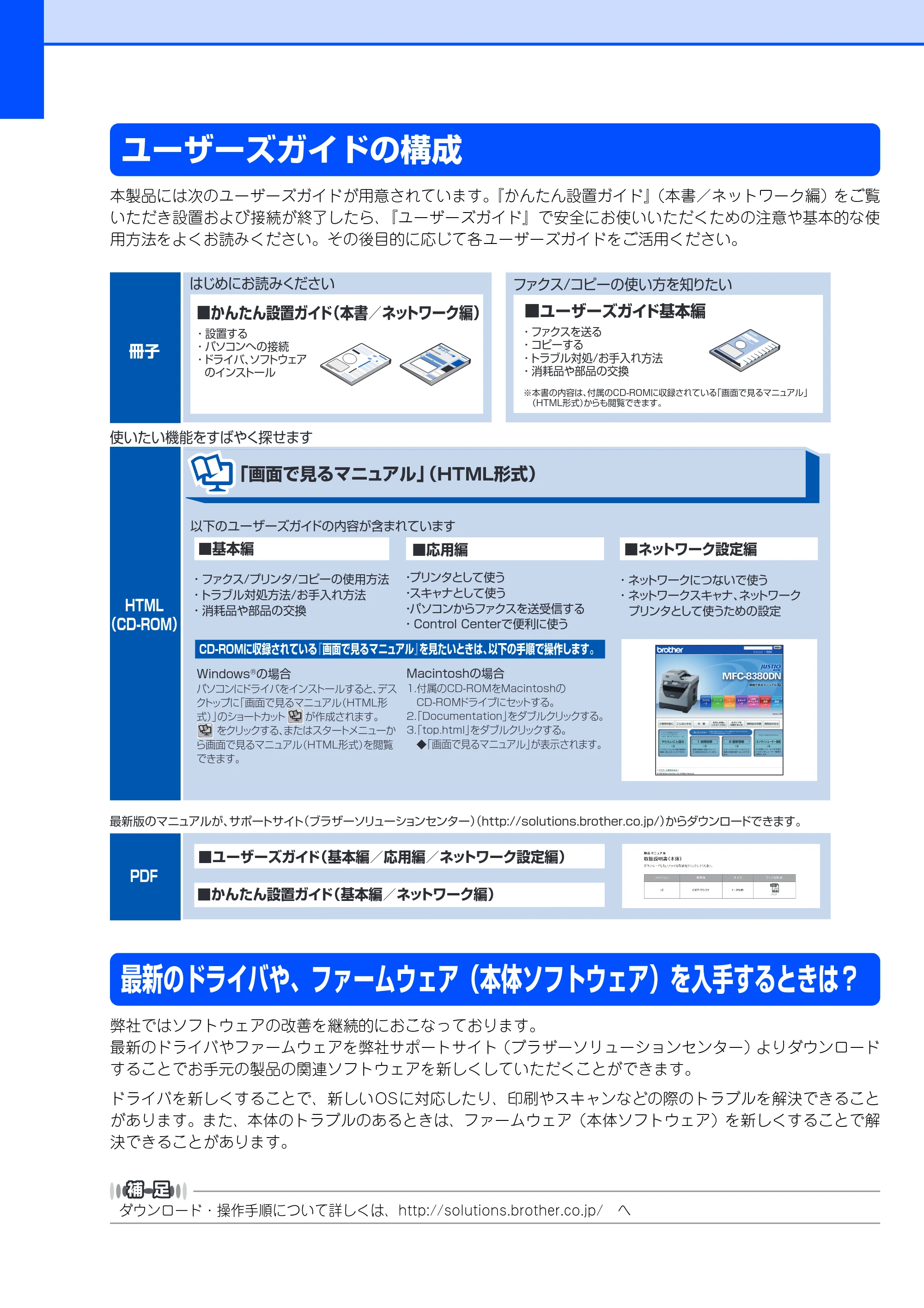 ブラザー MFC-8380DN かんたん設置ガイド — ユーザーズガイドの構成 — 原本ページ — 2ページ