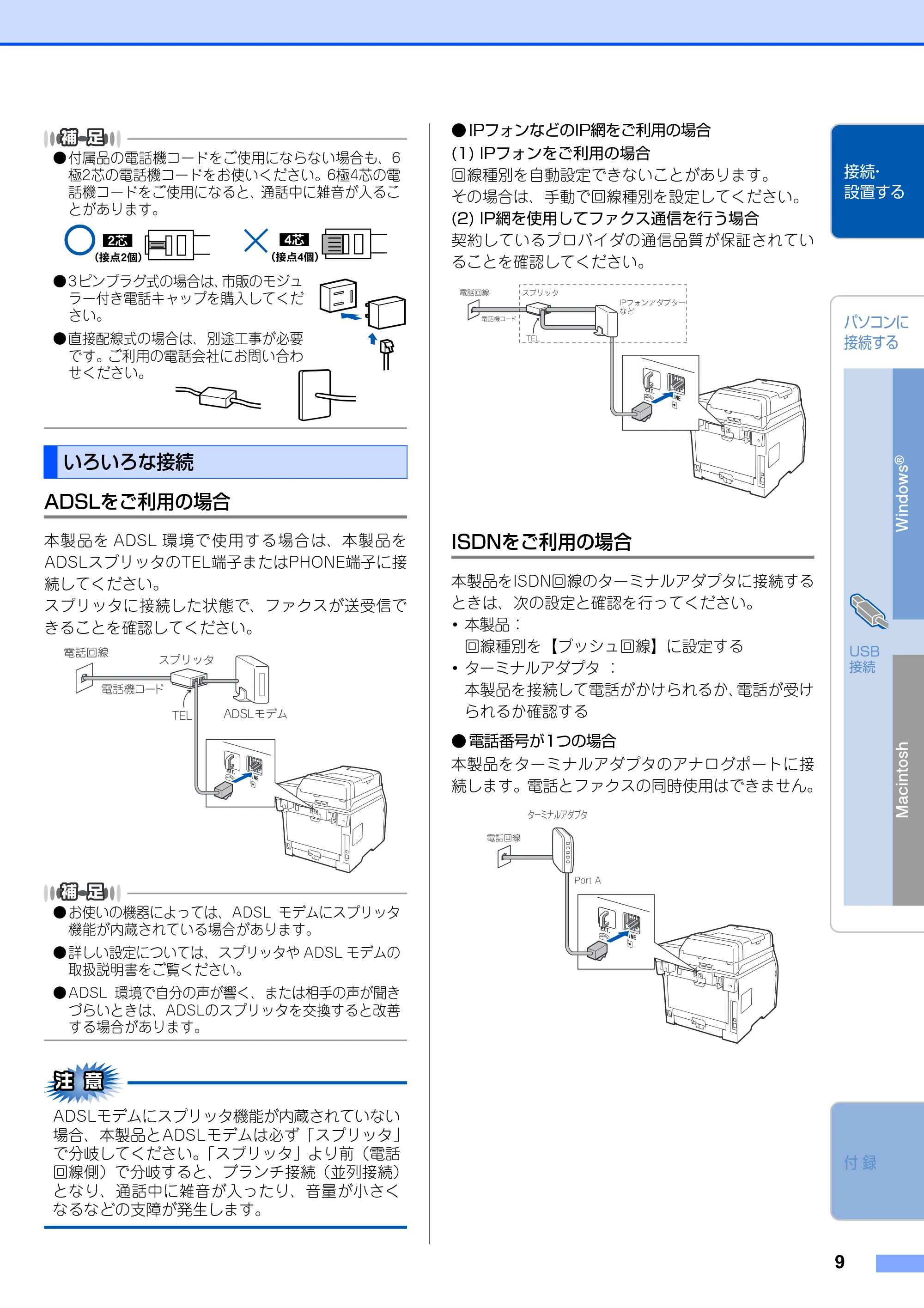 ブラザー MFC-8380DN かんたん設置ガイド — いろいろな接続 — 原本ページ — 11ページ