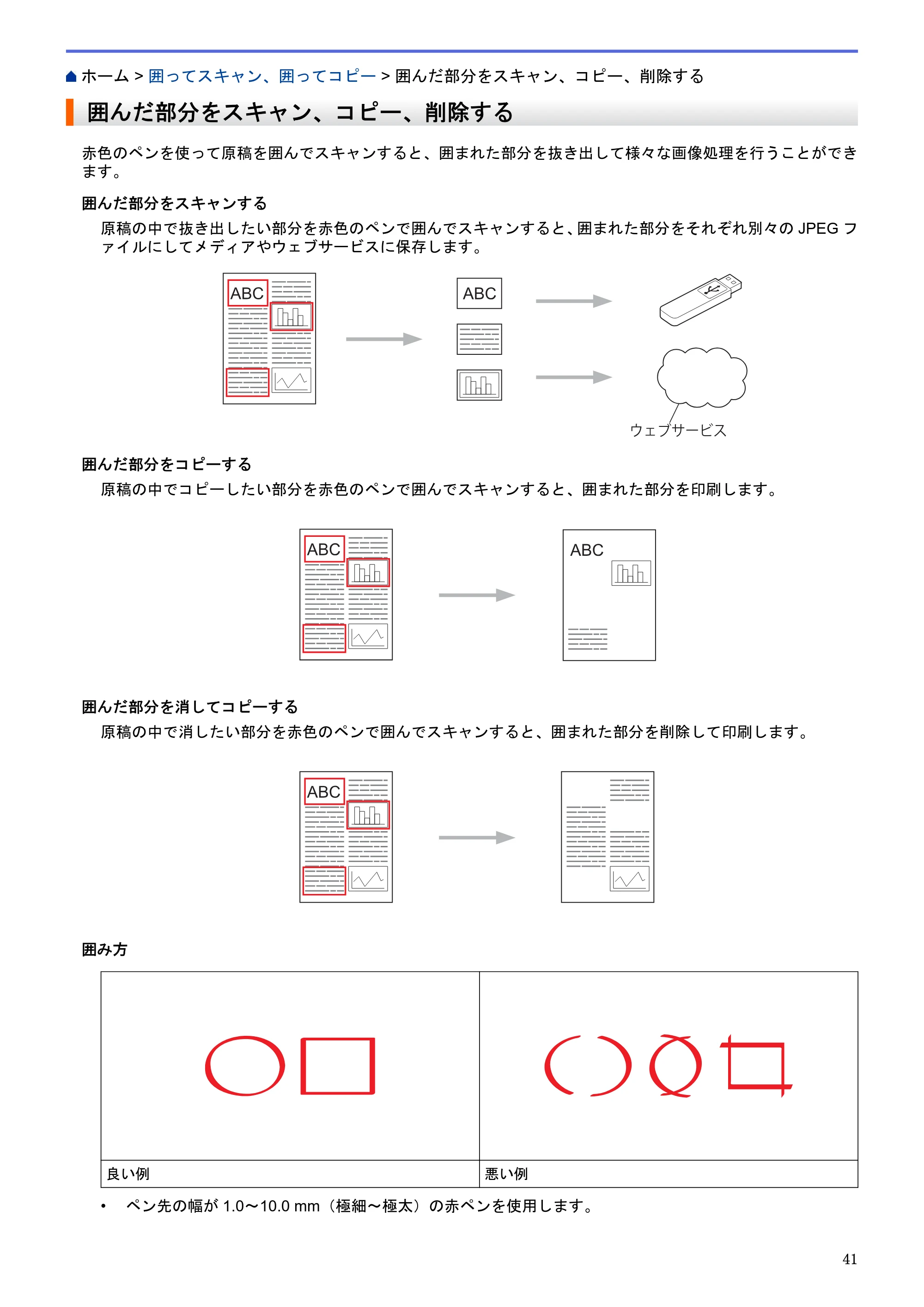ブラザー DCP-J4220N / MFC-J4720N / MFC-J5620CDW クラウド接続ガイド — 囲んだ部分をスキャン、コピー、削除する — 原本ページ — 46ページ