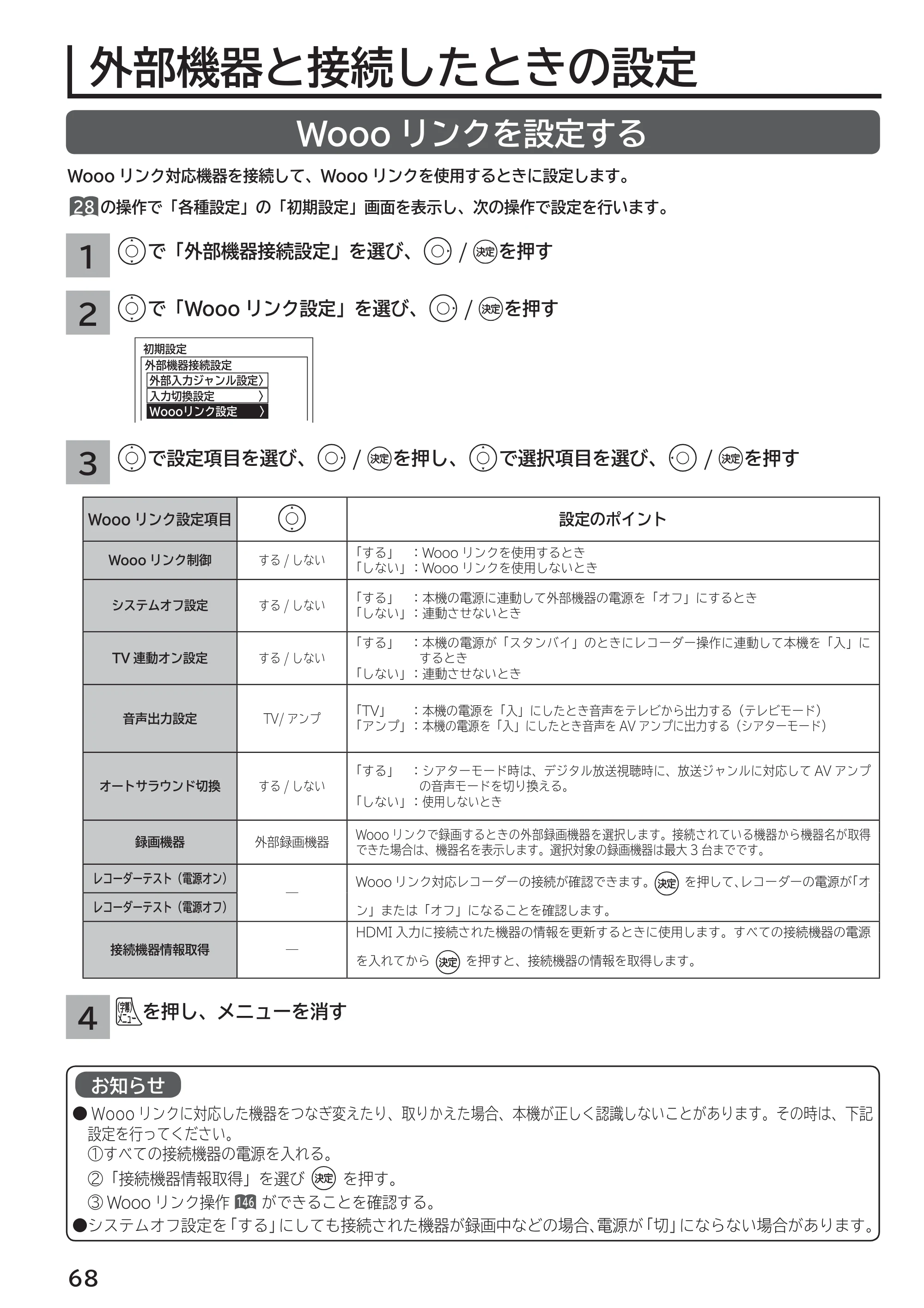 日立 L55-G2 / L47-G2 取扱説明書 — 外部機器と接続したときの設定 — 原本ページ — 68ページ