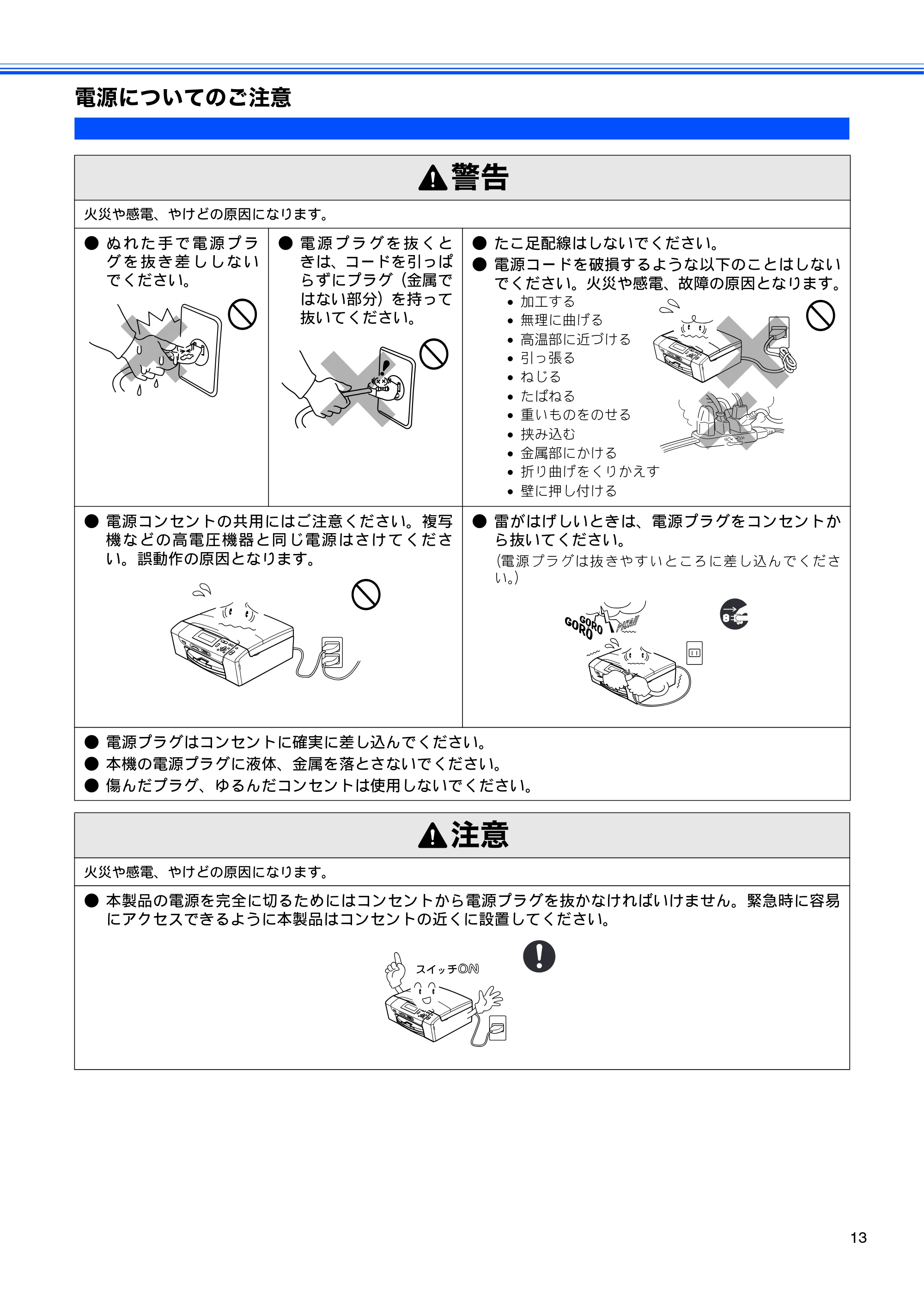 ブラザー DCP-385C / DCP-535CN 取扱説明書（本体） — 電源についてのご注意 — 原本ページ — 15ページ