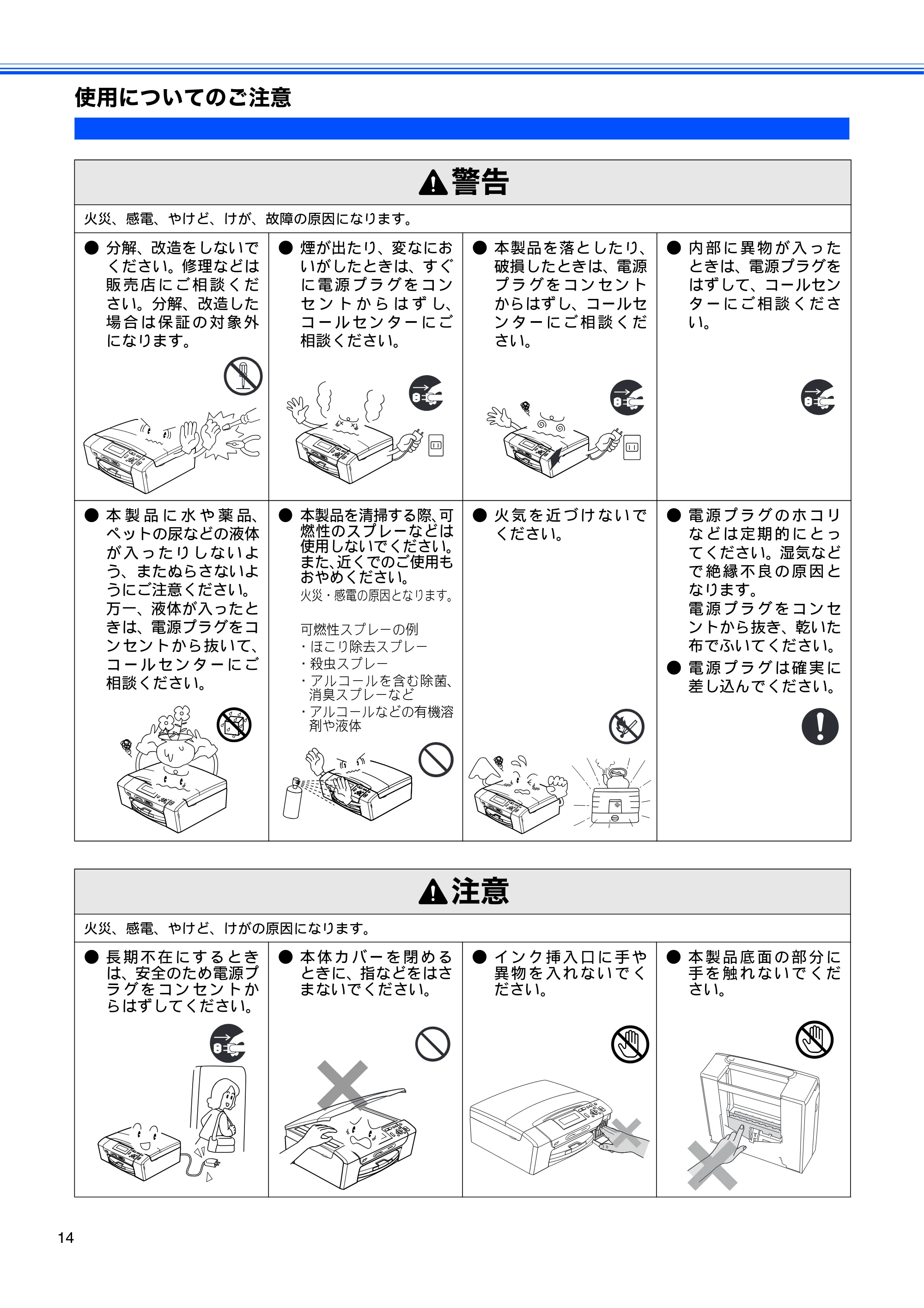 ブラザー DCP-385C / DCP-535CN 取扱説明書（本体） — 使用についてのご注意 — 原本ページ — 16ページ