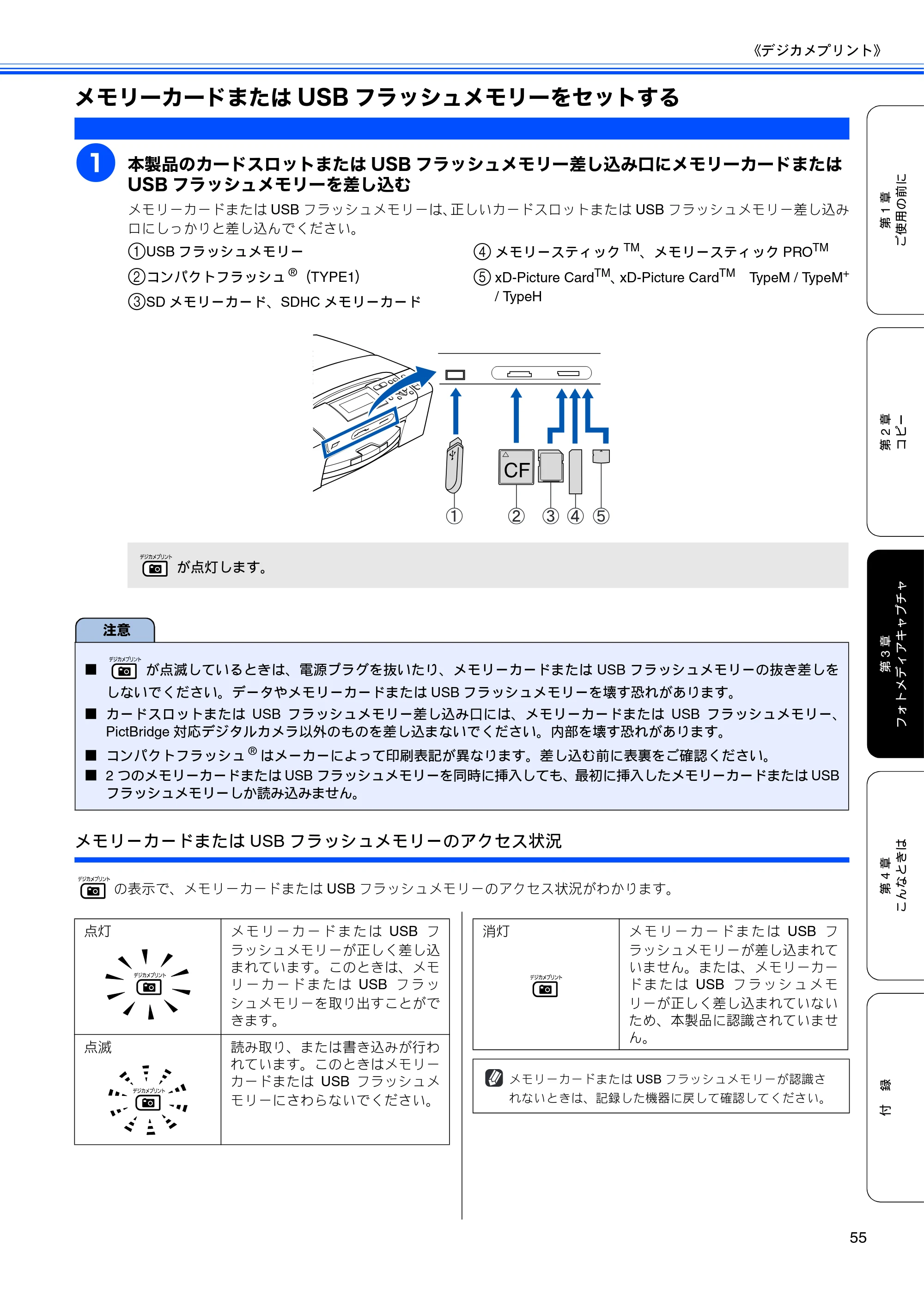 ブラザー DCP-385C / DCP-535CN 取扱説明書（本体） — メモリーカードまたはUSBフラッシュメモリーをセットする — 原本ページ — 57ページ