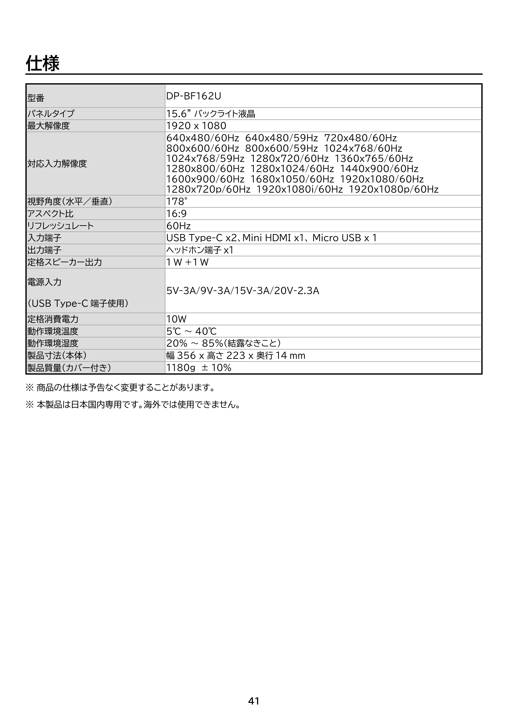 アイリスオーヤマ DP-BF162U 取扱説明書 — 原本ページ — 41ページ