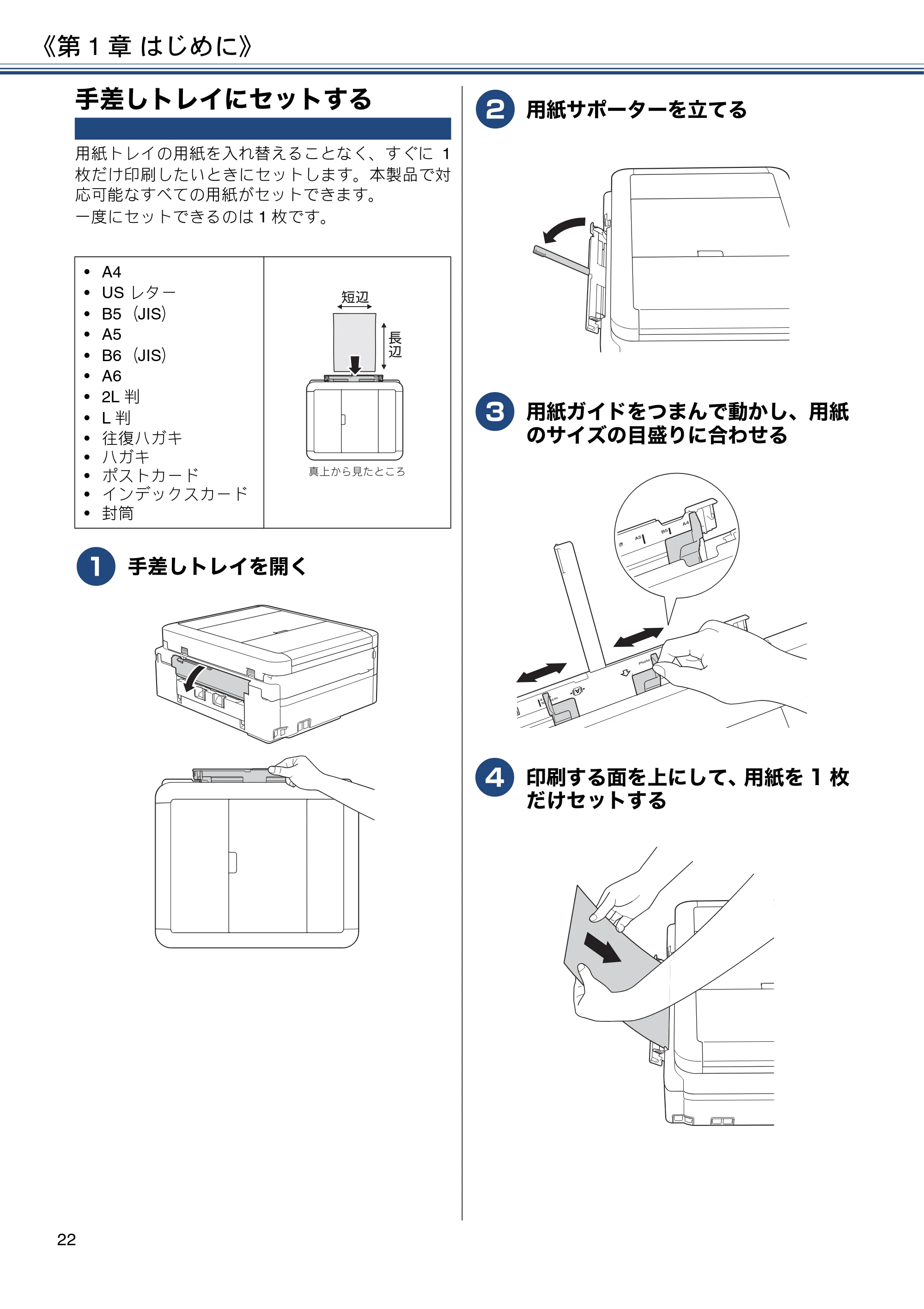ブラザー DCP-J582N / DCP-J981N / DCP-J982N-B/W ユーザーズガイド ~応用編~ — 手差しトレイにセットする — 原本ページ — 22ページ